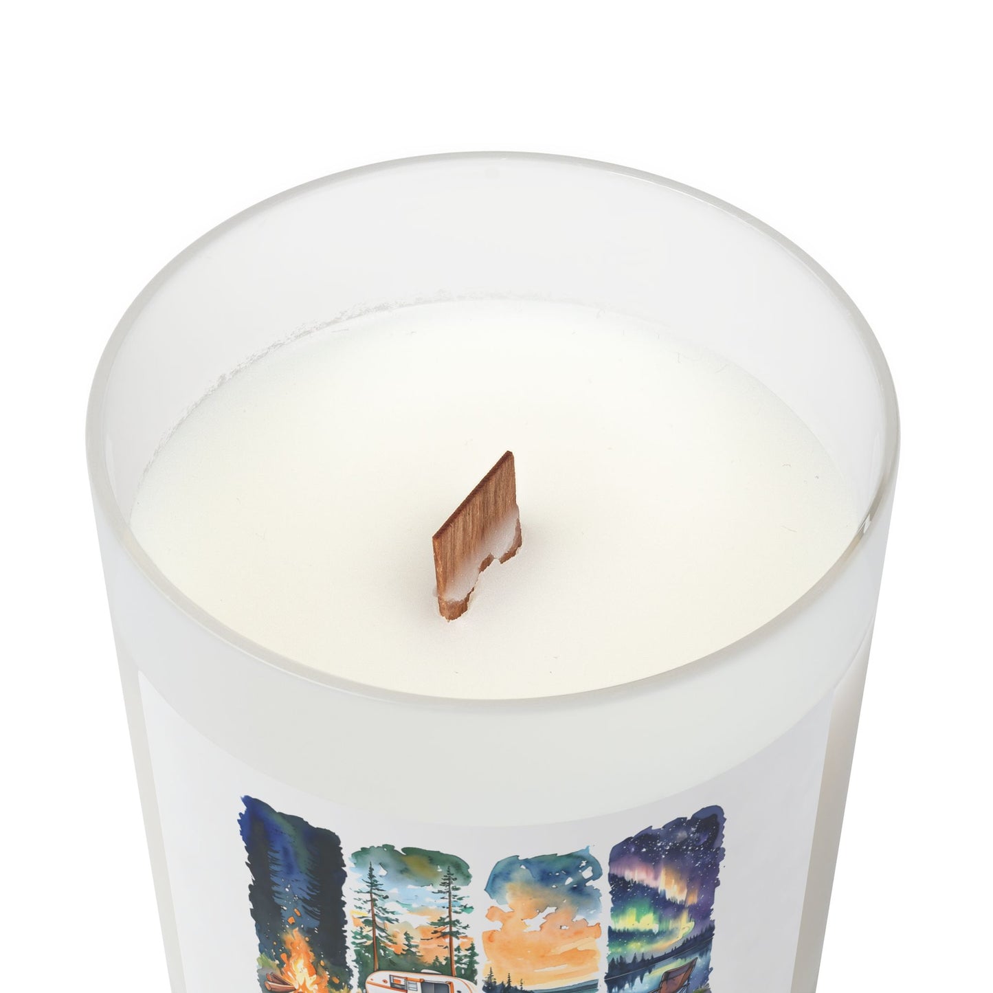 Camping Life Frosted Glass Candle — 11oz Cabin & Campfire Scented Candle