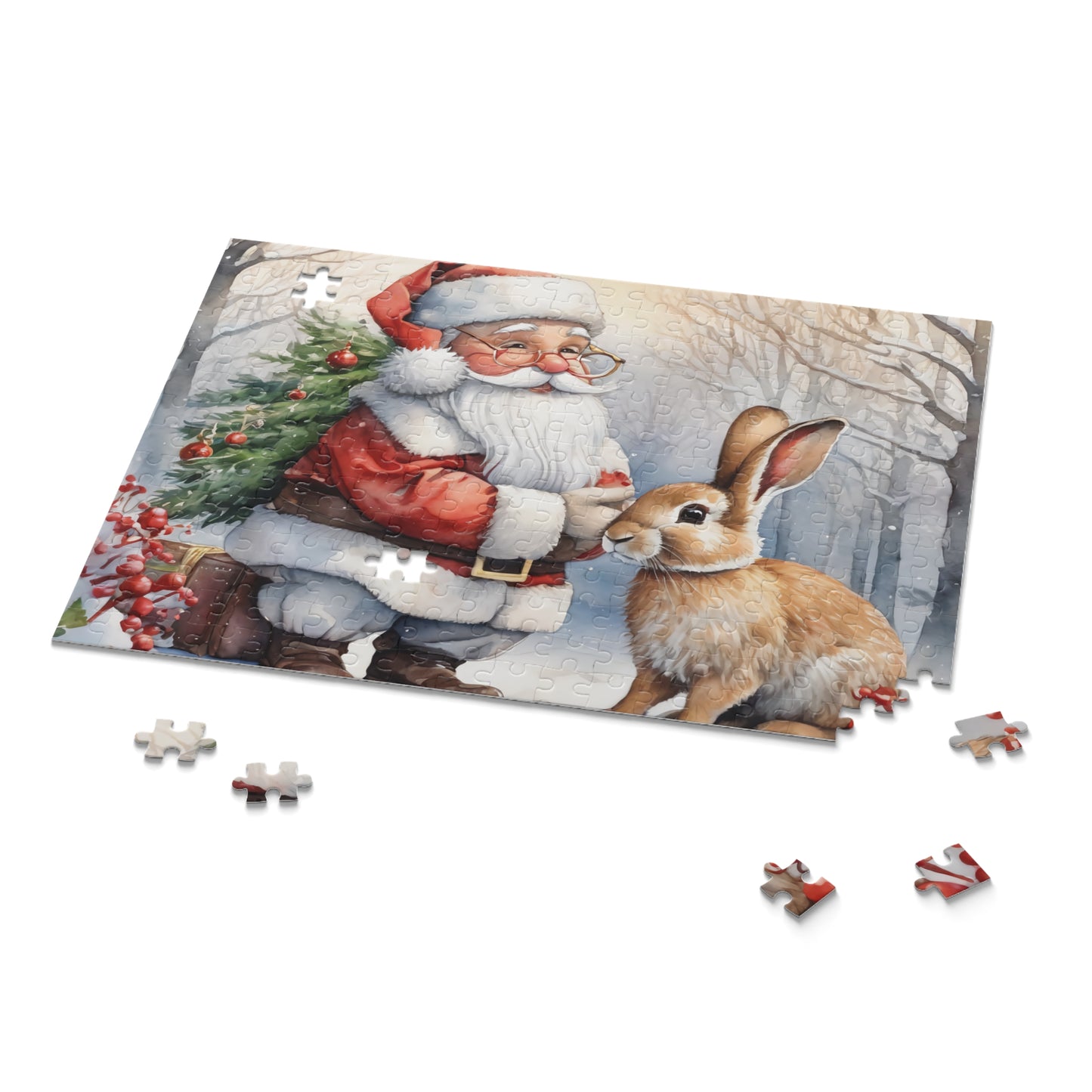 Christmas Puzzle Featuring Santa and Bunny