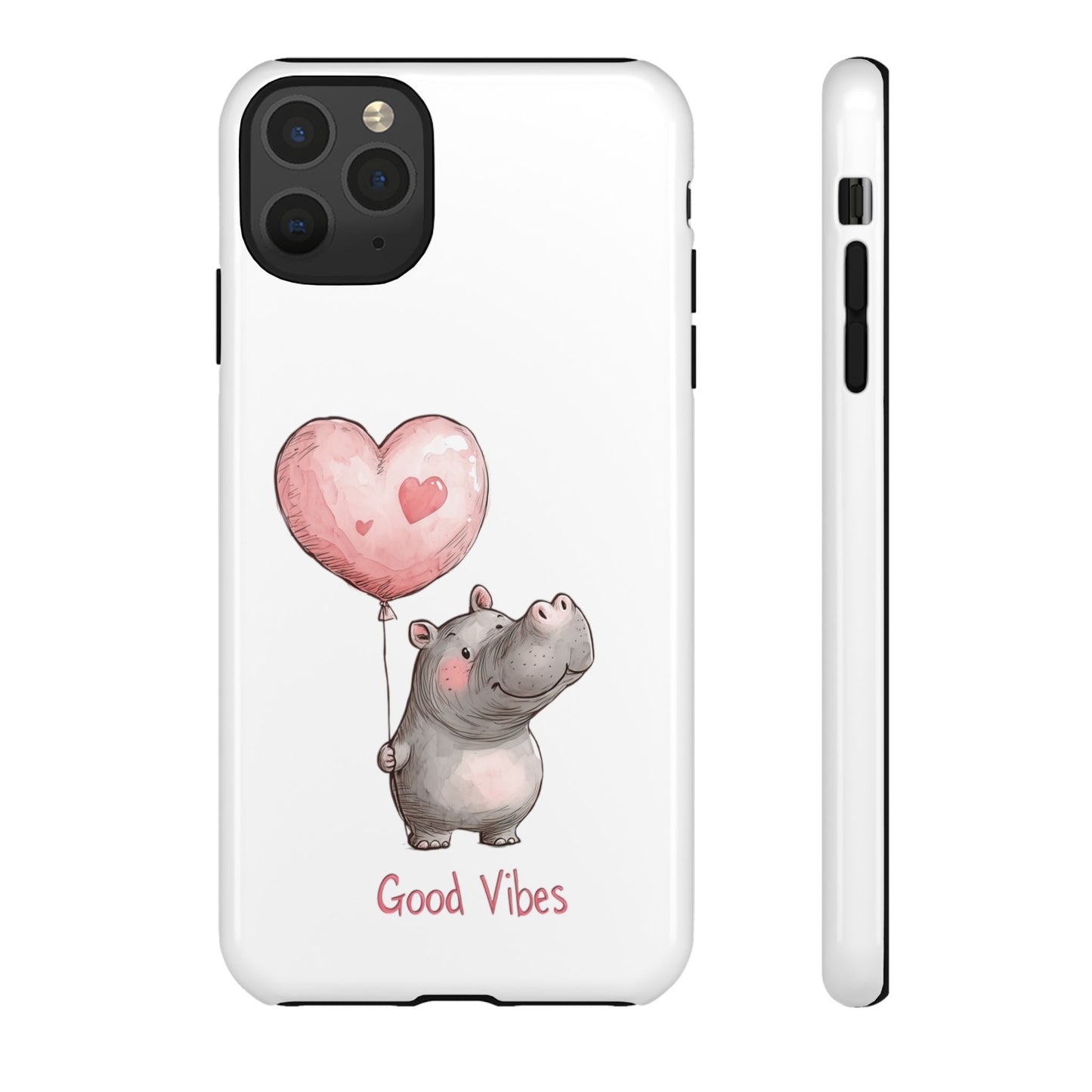 Cute Hippo Phone Case - Good Vibes Design, Animal Lover Gift, Fun Accessory, Birthday Present, Phone Accessories