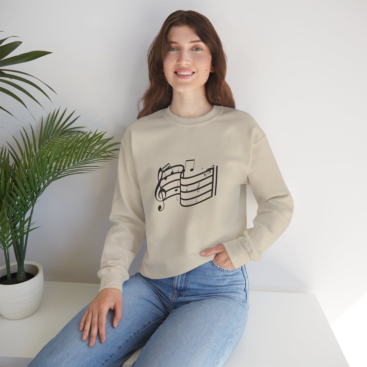 Music Notes Crewneck Sweatshirt – Minimal Sheet Music Design