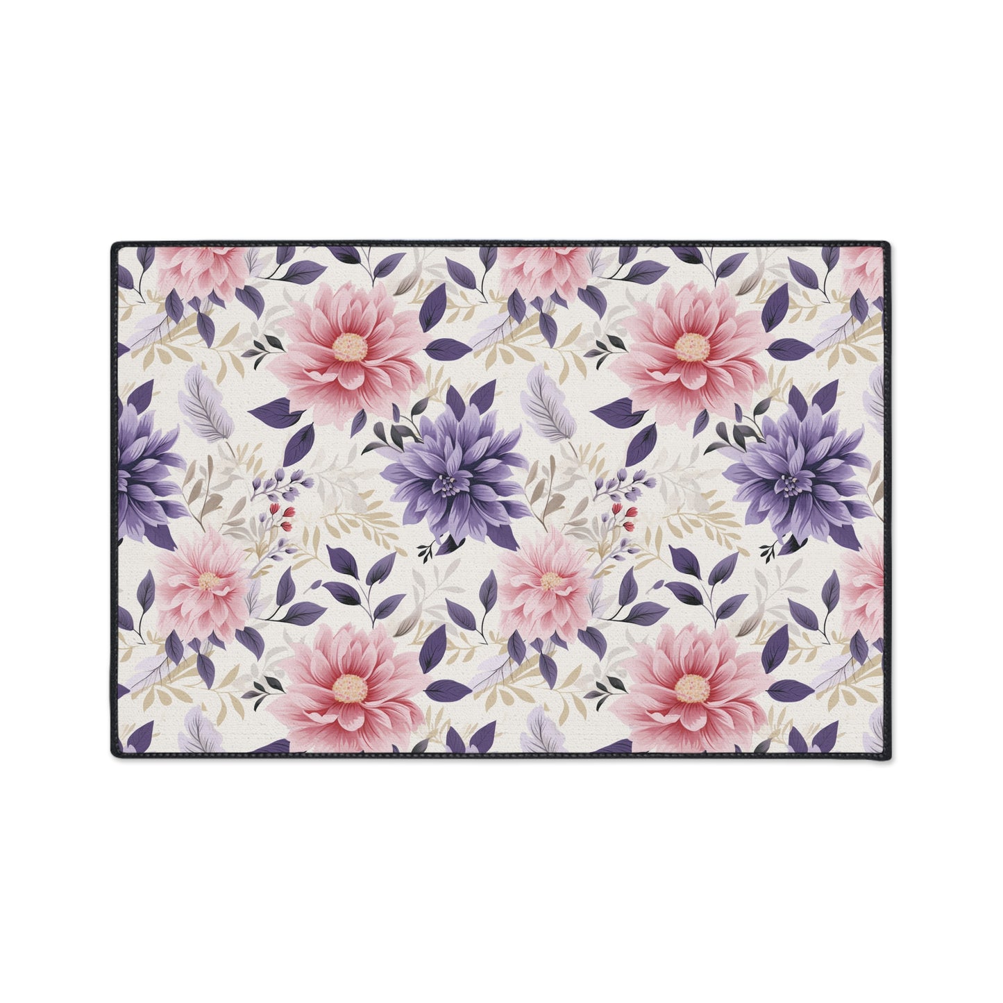 Floral Heavy-Duty Floor Mat — Pink & Purple Dahlia Entry Rug