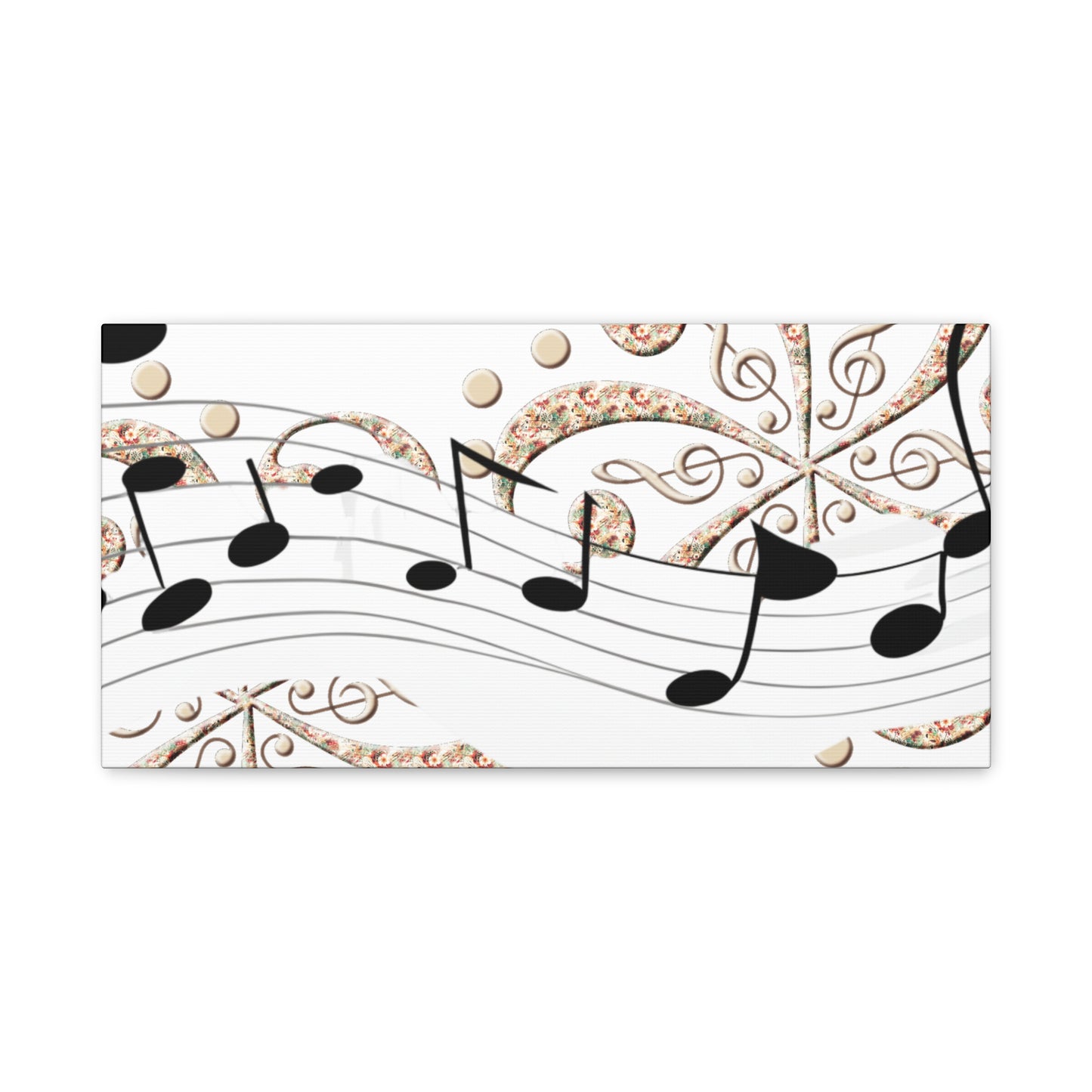 Musical Note Canvas Art, Floral Decor for Home, Music Lover Gift, Wall Art for Musicians, Unique Gift Idea
