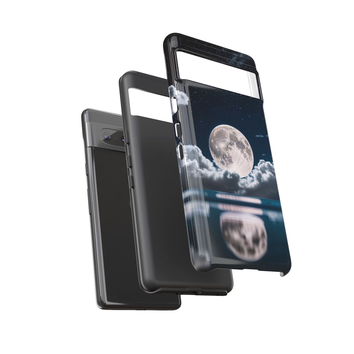 Moonlit Reflection Phone Case — Night Sky Moon & Clouds Tough Case