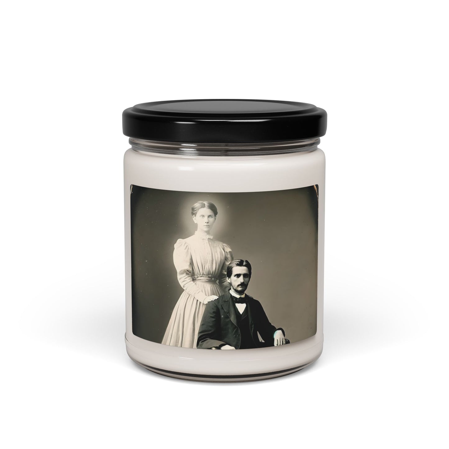 Vintage Portrait Soy Candle — 9oz Scented Jar (Antique Couple)