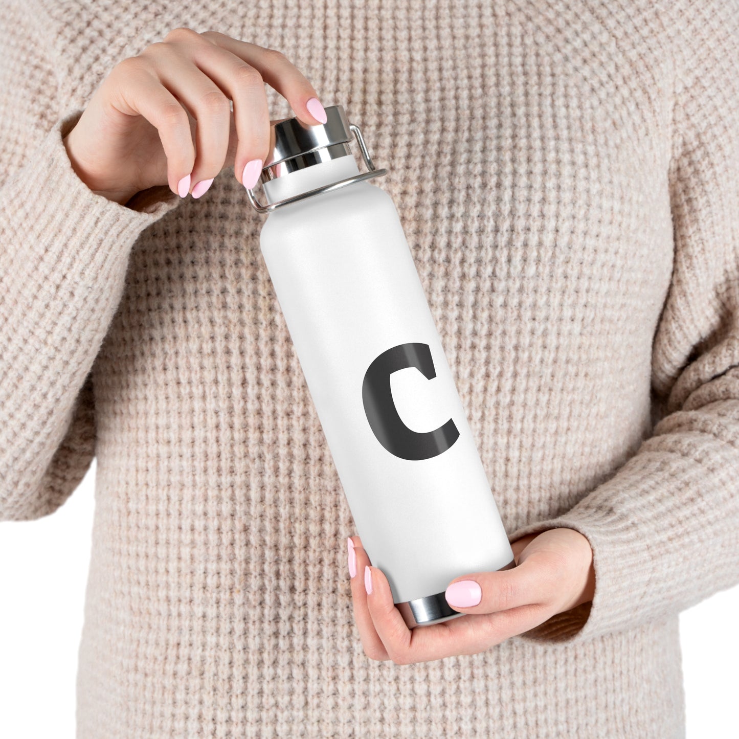 Personalized Copper Insulated Water Bottle, 22oz - "C" Custom Monogram