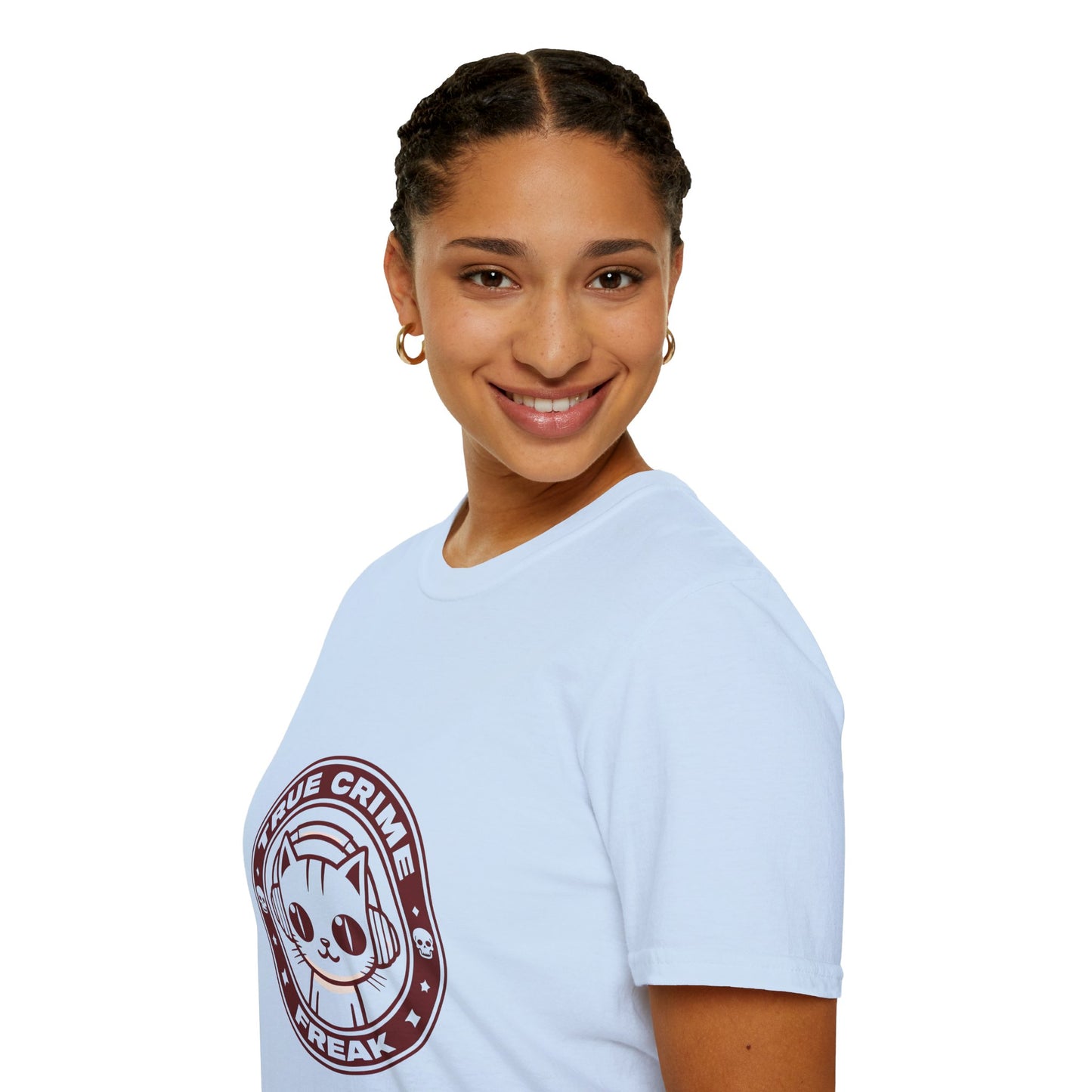 True Crime Freak Cat T-Shirt – Cute Kitty Badge Tee for True Crime Fans