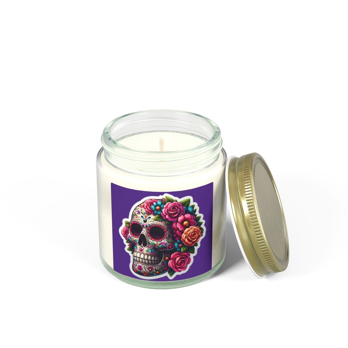 Day of the Dead Sugar Skull Scented Candle — Coconut Apricot Wax (4oz & 9oz)