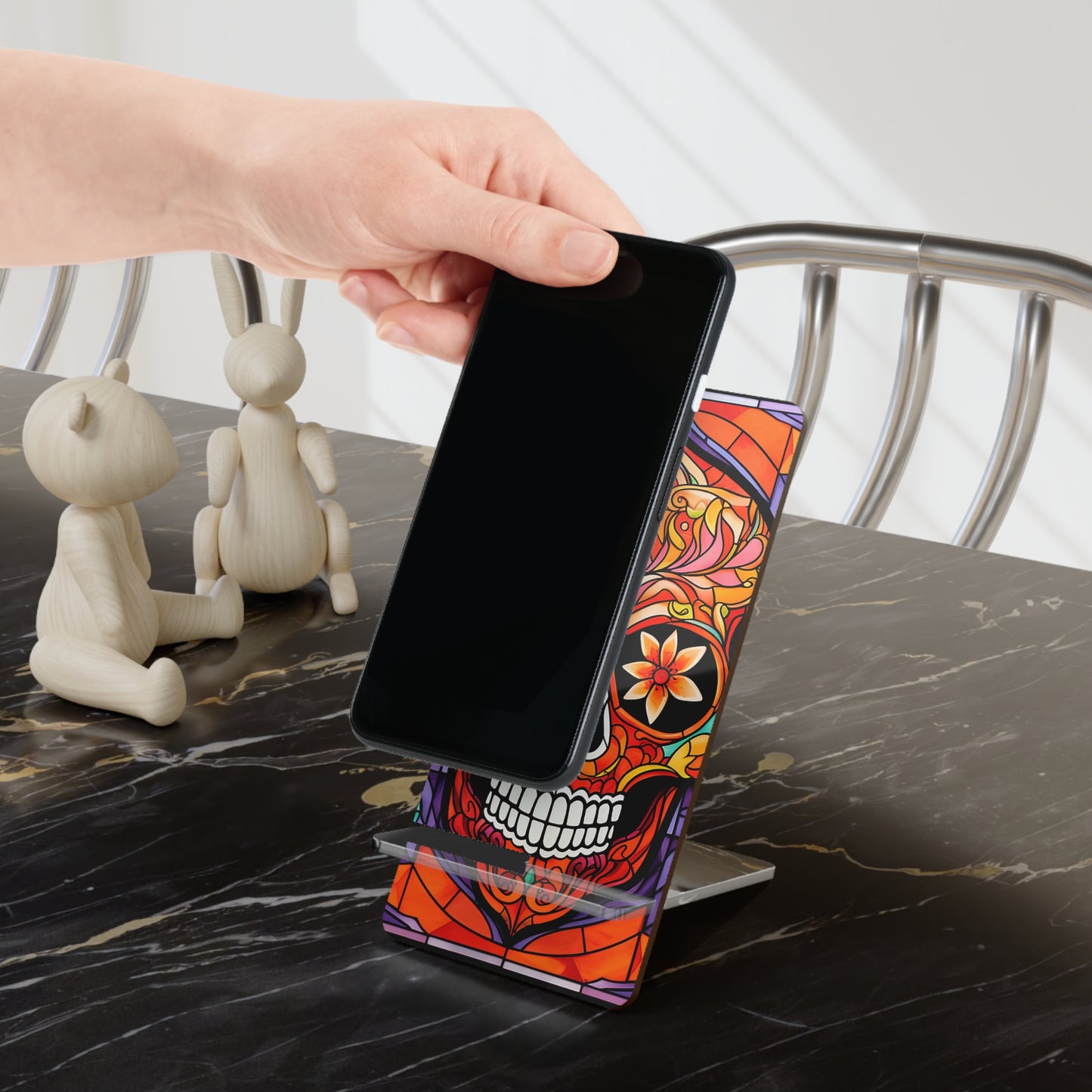 Phone Stand — Colorful Day of the Dead Sugar Skull Mobile Display