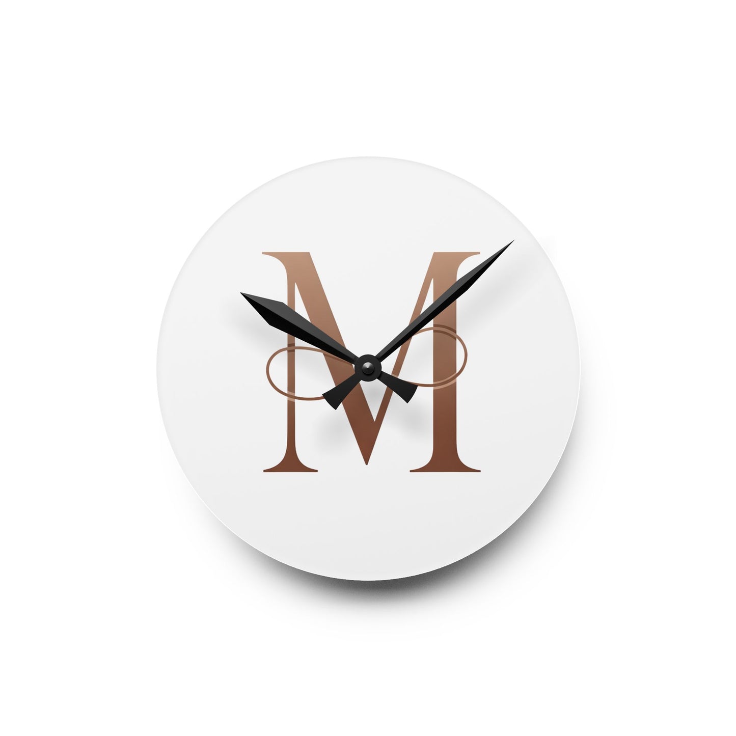 Elegant Monogram Acrylic Wall Clock - Letter M