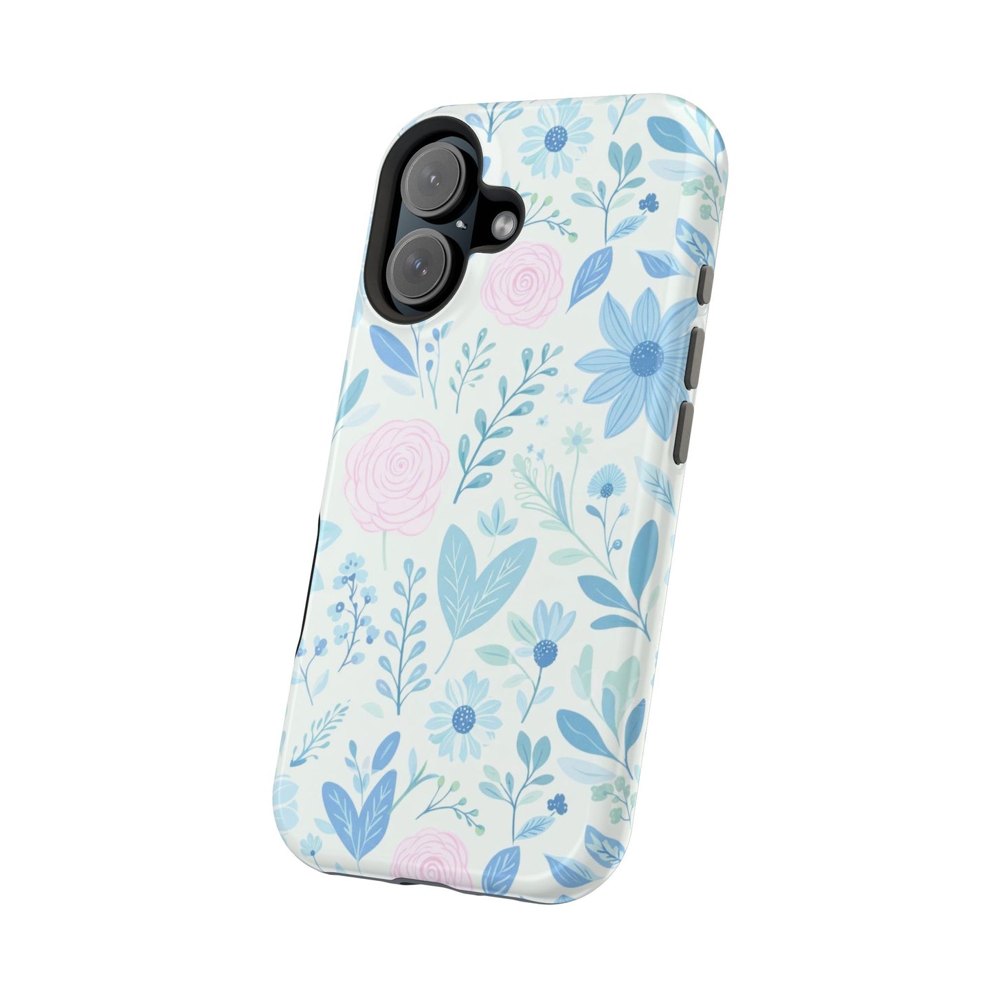 Floral Pastel Magnetic Impact Phone Case — Blue & Pink Botanical Design
