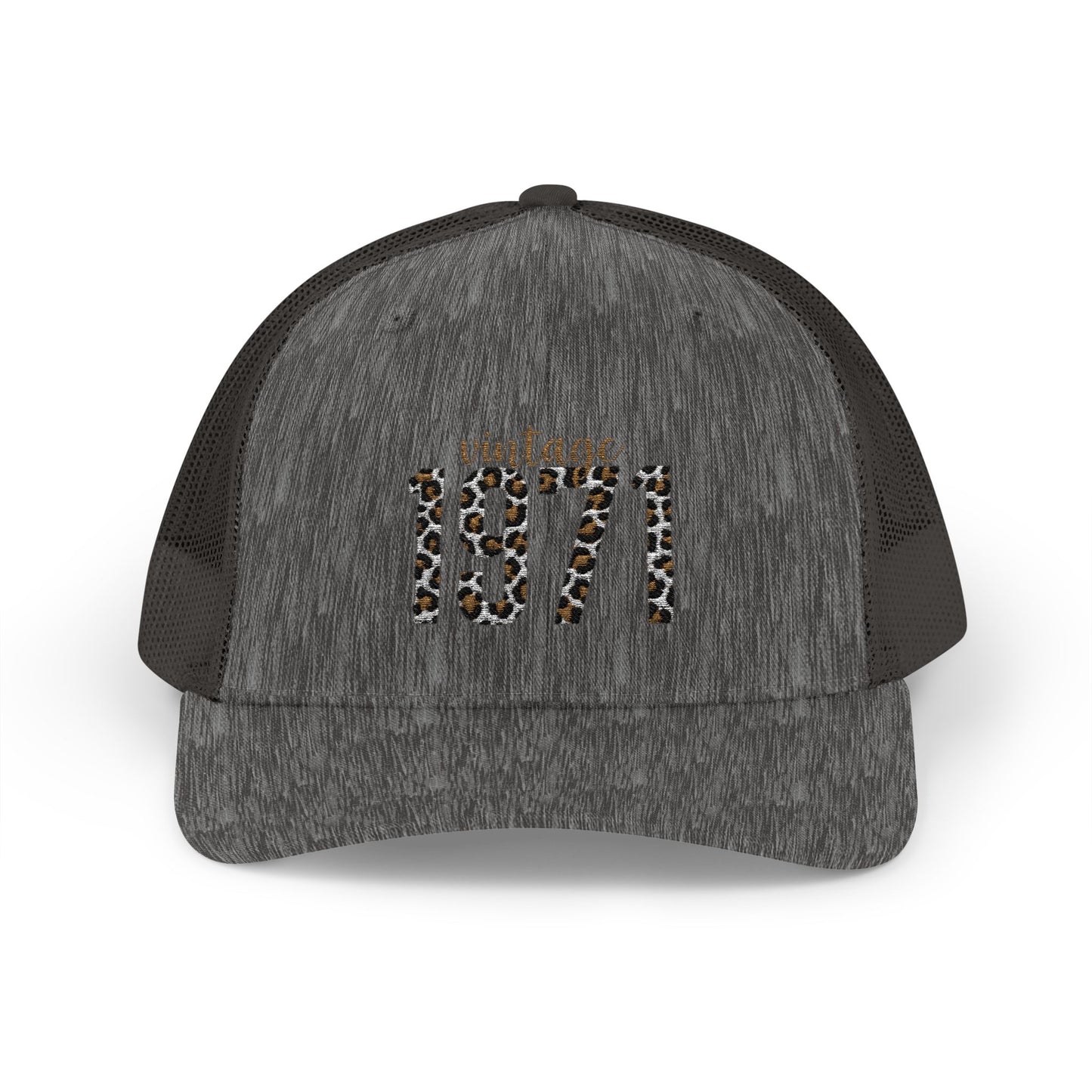 1971 Leopard Print Snapback Trucker Cap — Vintage Born in 1971 Birthday Gift