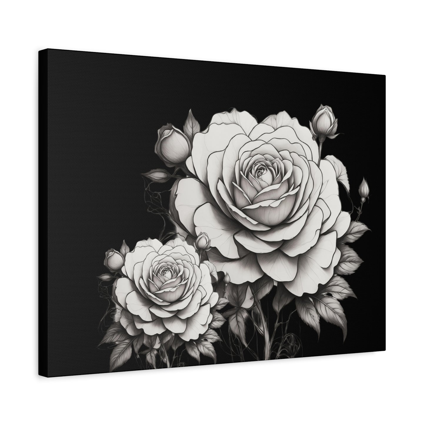 Monochrome Rose Canvas Print — Black & White Floral Wall Art