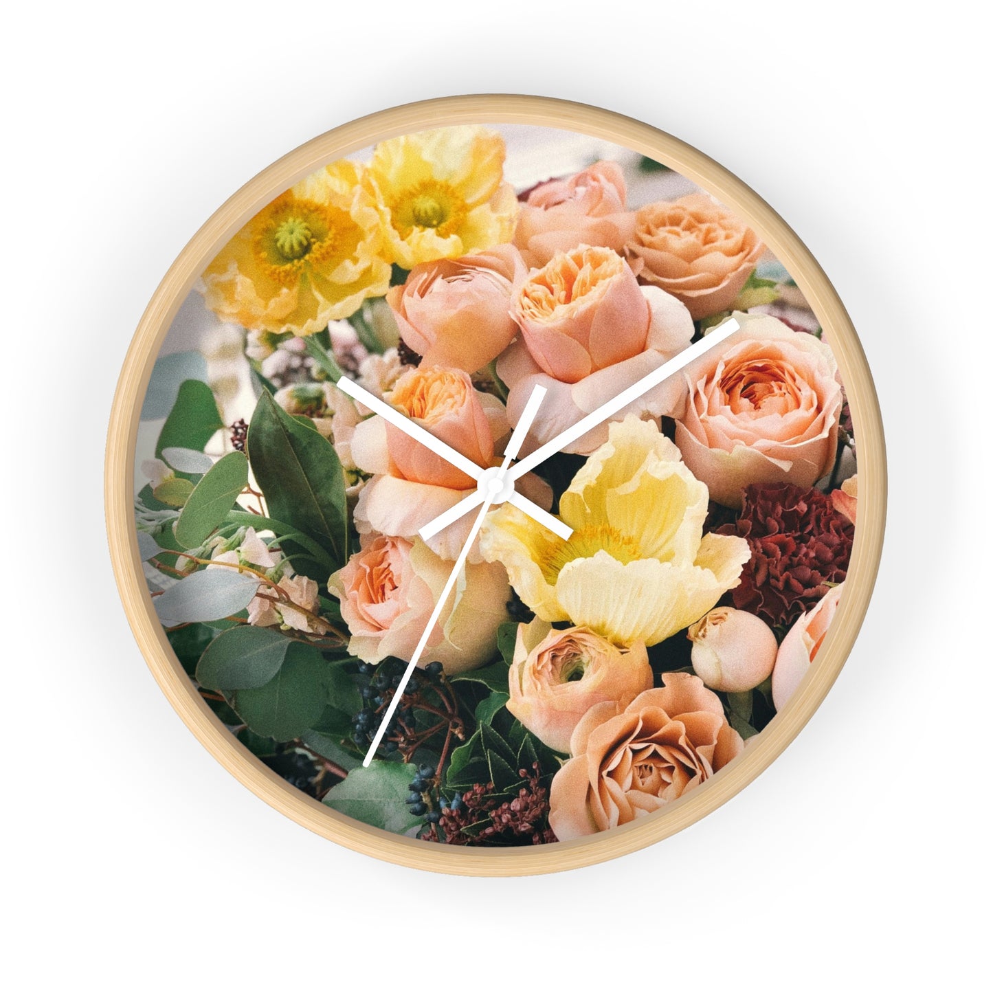 Floral Wall Clock - Elegant Home Decor, Flower Decor, Gift for Flower Lovers