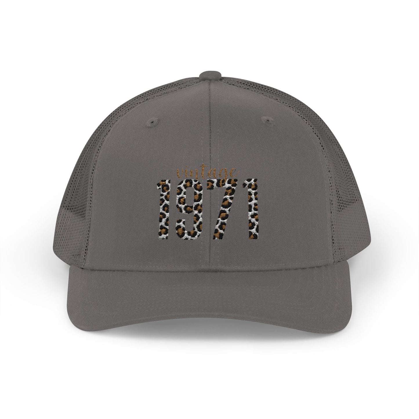 1971 Leopard Print Snapback Trucker Cap — Vintage Born in 1971 Birthday Gift