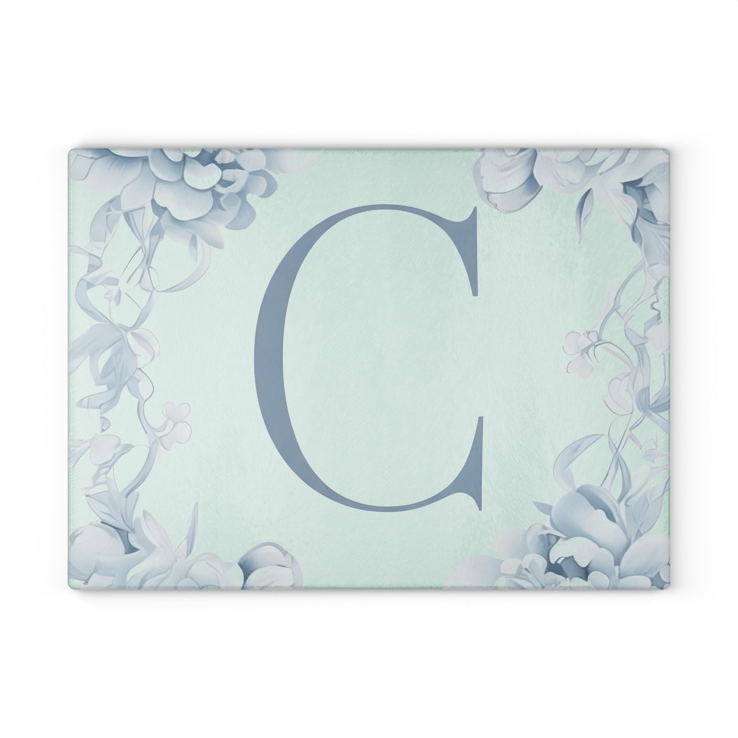 Elegant Floral Monogram Glass Cutting Board, Personalized Kitchen Decor, Wedding Gift, Housewarming Gift, Cooking Essentials, Unique Gift