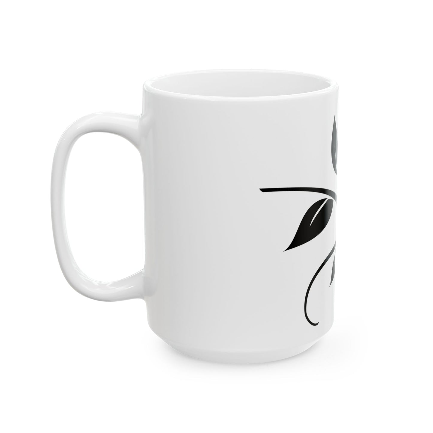 Bird & Branch Ceramic Mug — Black Silhouette Coffee Cup (11oz, 15oz)