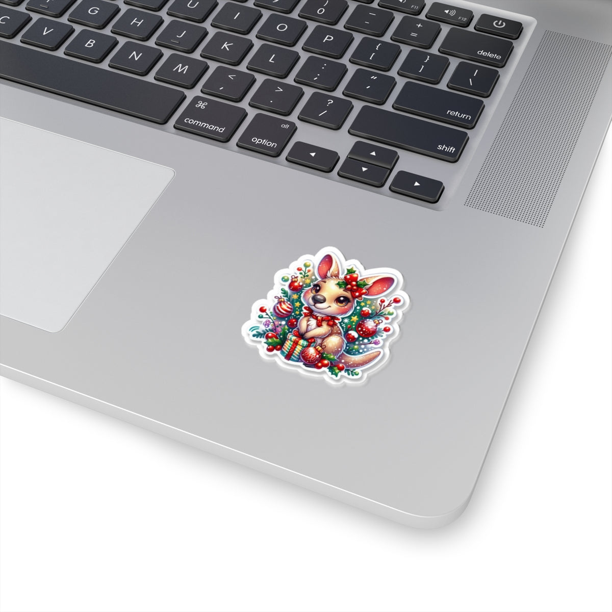 Festive Kangaroo Kiss-Cut Stickers, Christmas Decor, Holiday Gifts, Cute Animal Stickers, Laptop Decals, Children's Party Supplies