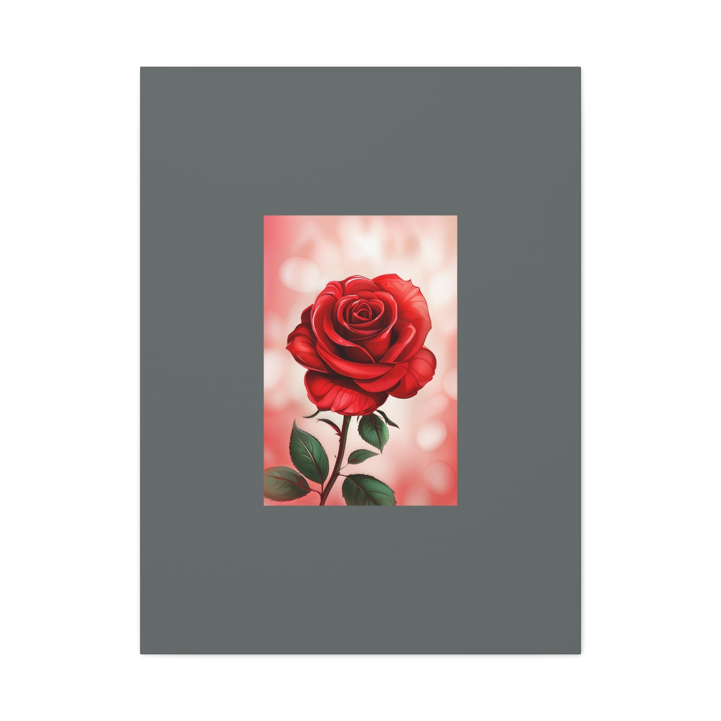 Red Rose Vertical Matte Canvas Print — Romantic Floral Wall Art