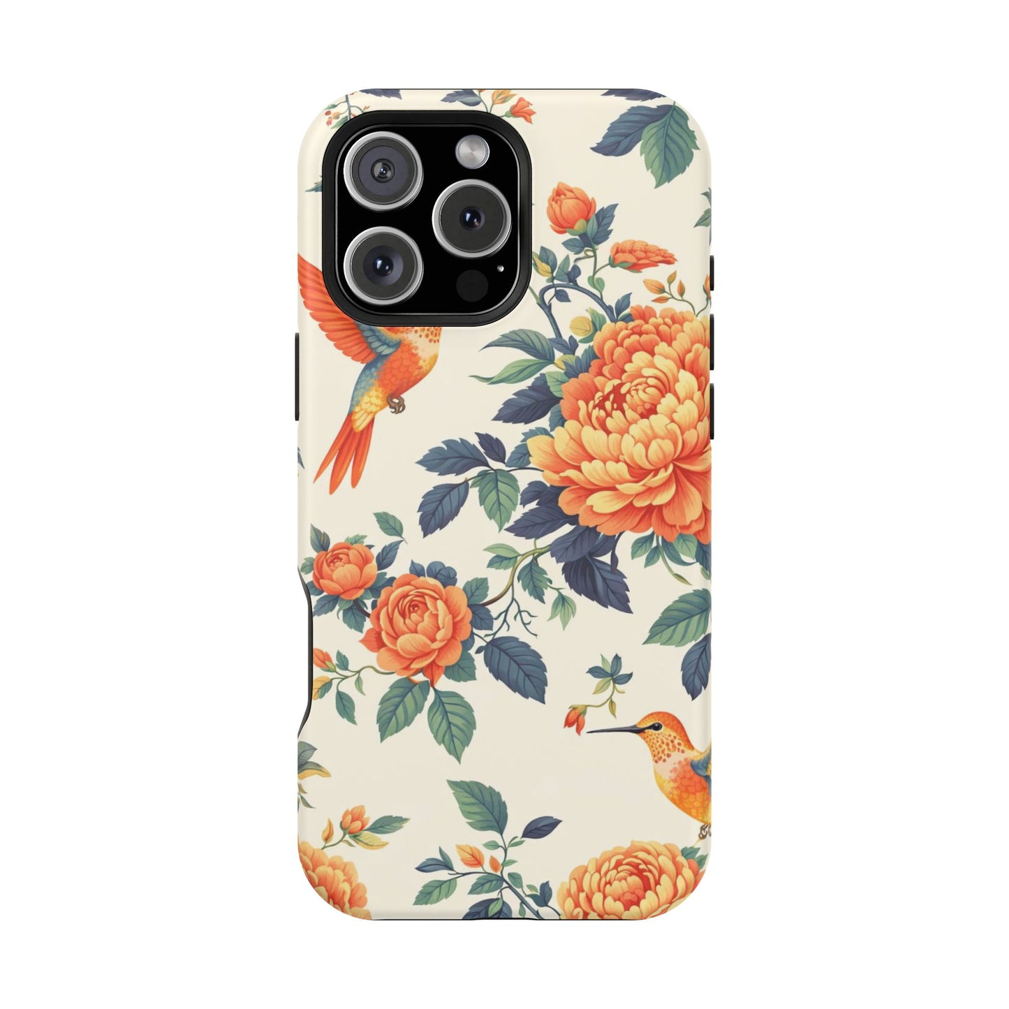 Floral Hummingbird Magnetic Phone Case — Impact-Resistant Protective Cover