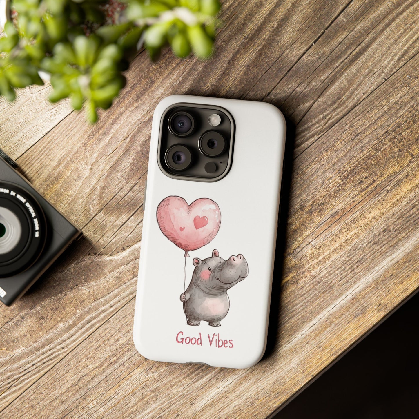 Cute Hippo Phone Case - Good Vibes Design, Animal Lover Gift, Fun Accessory, Birthday Present, Phone Accessories