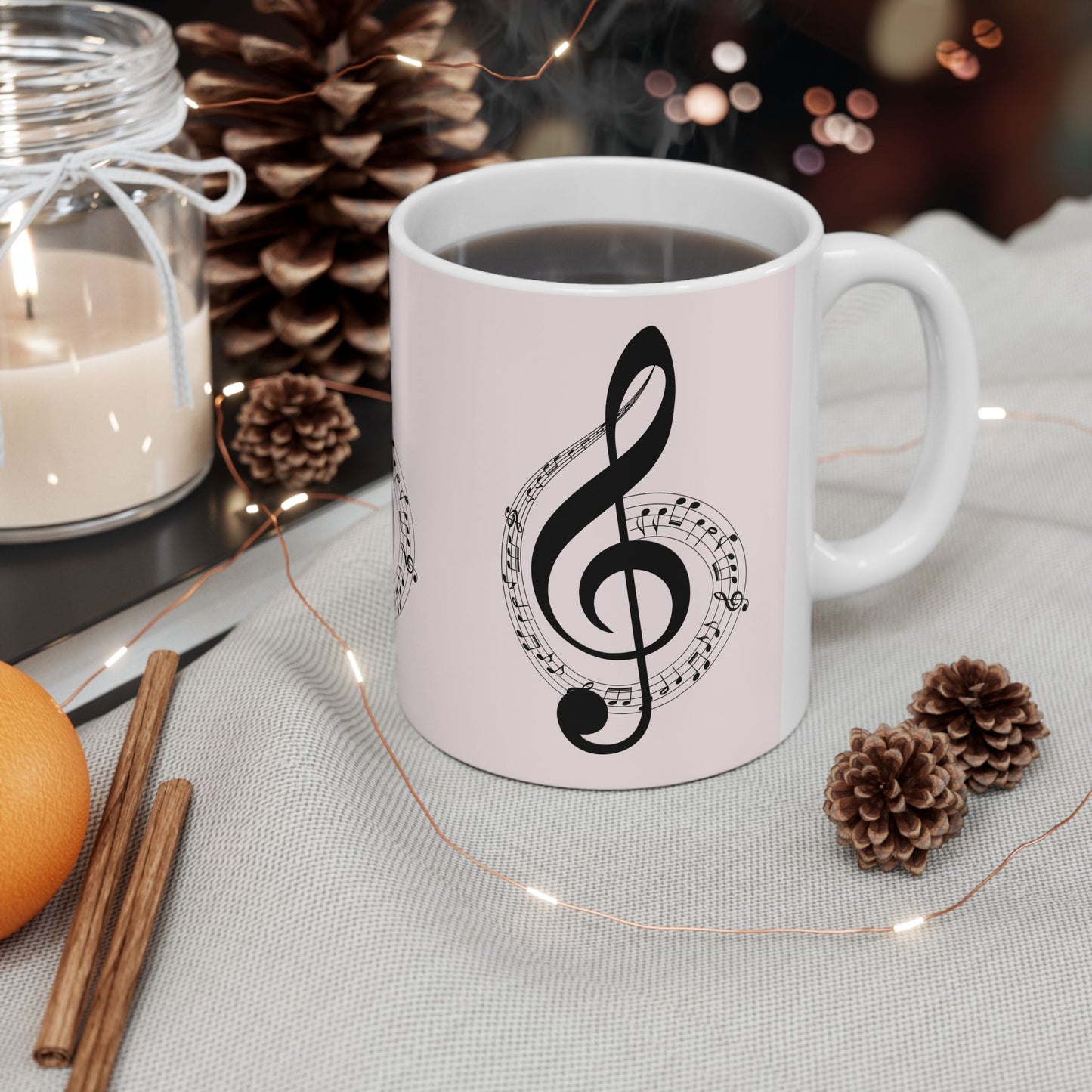 Musical Treble Clef Ceramic Mug — Sheet Music Coffee Cup (11oz & 15oz)