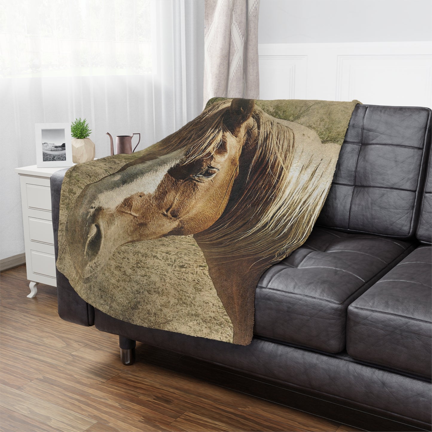 Rustic Horse Minky Blanket — Soft Western Horse Portrait Throw