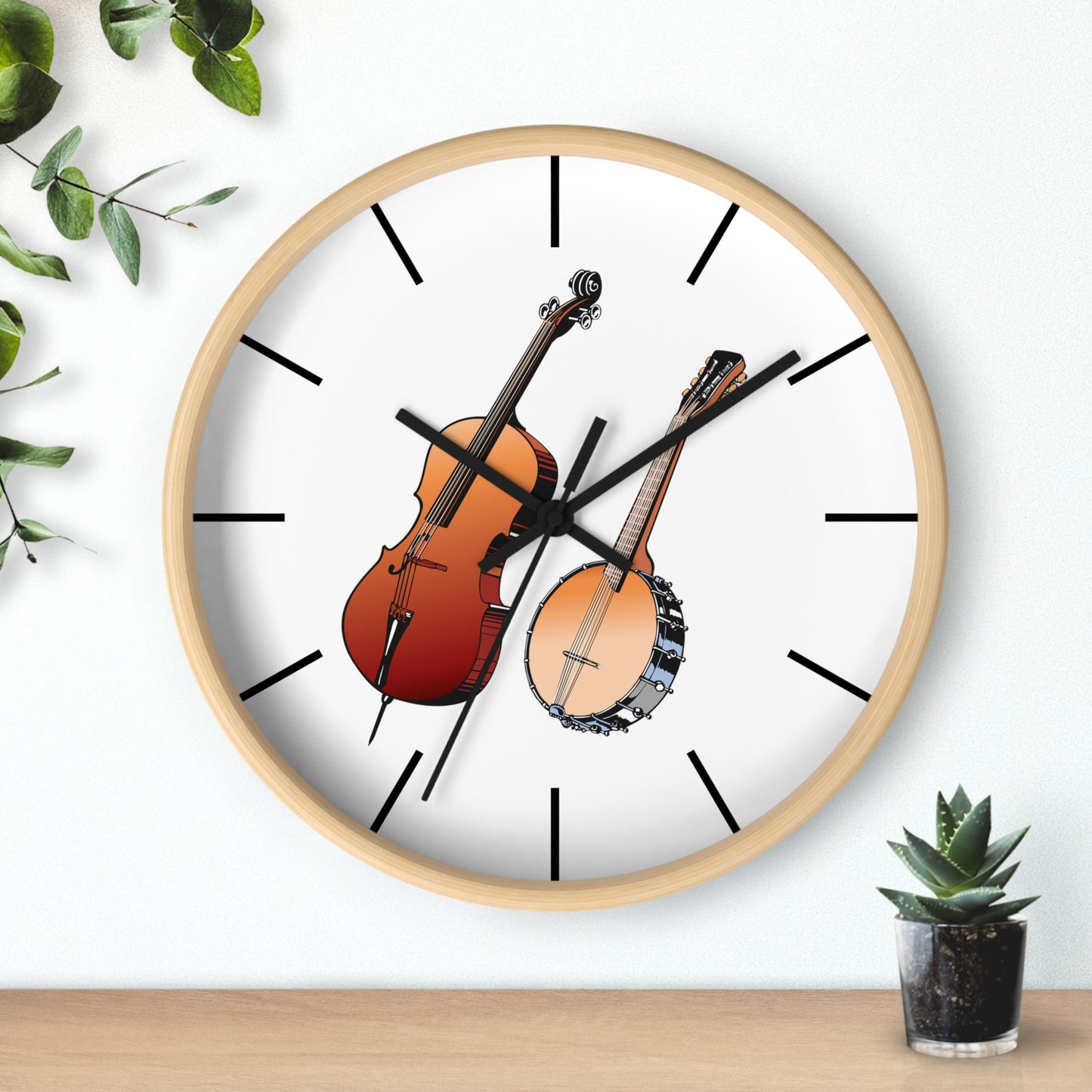 Musical Instruments Wall Clock, Rustic Home Decor, Gift for Musicians, Unique Wall Art, Music Lover's Decoration