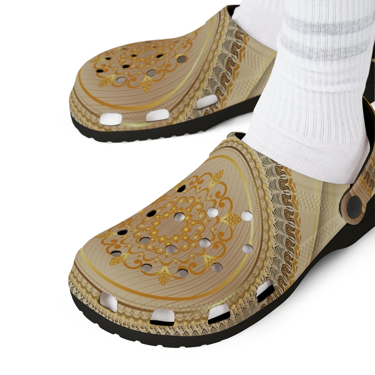 Golden Mandala EVA Foam Clogs — Comfortable Slip-On Garden Shoes