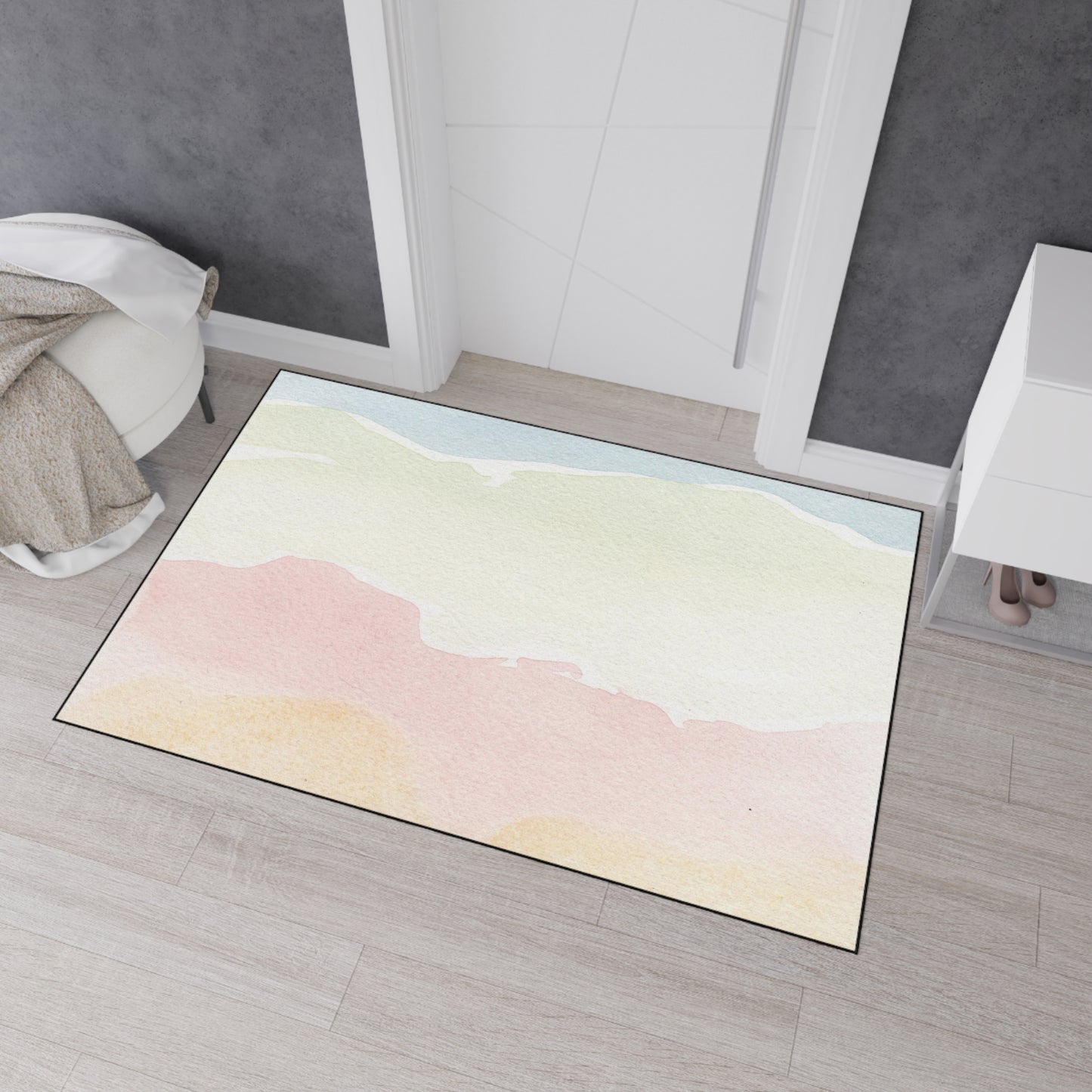 Pastel Watercolor Heavy Duty Floor Mat — Soft Ombre Entry Rug