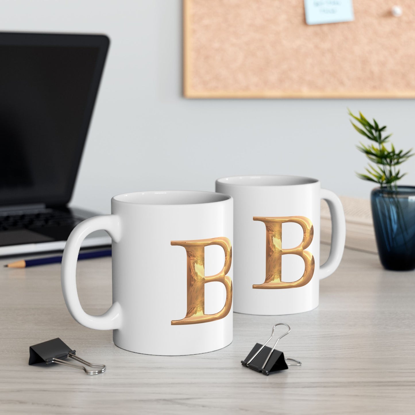 Elegant Gold Letter Mug | Personalized Coffee Cup, Letter B