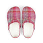Kids Pink Plaid EVA Foam Clogs — Lightweight Slip-On Garden Shoes