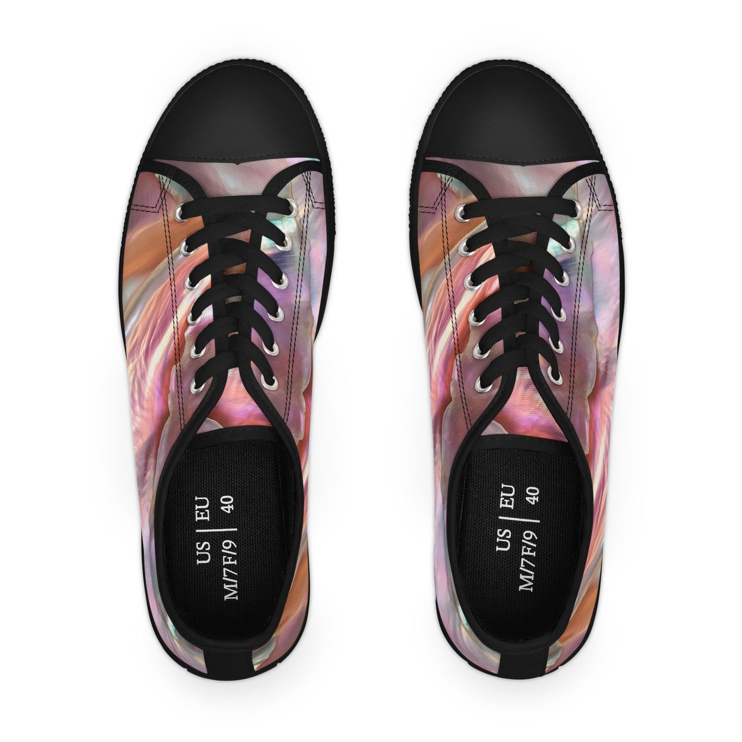 Low Top Sneakers — Iridescent Pearl Swirl Casual Shoes