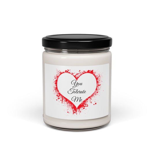 Soy Candle – “You Tolerate Me” Heart Scented Candle, 9oz (Funny Valentine Gift)