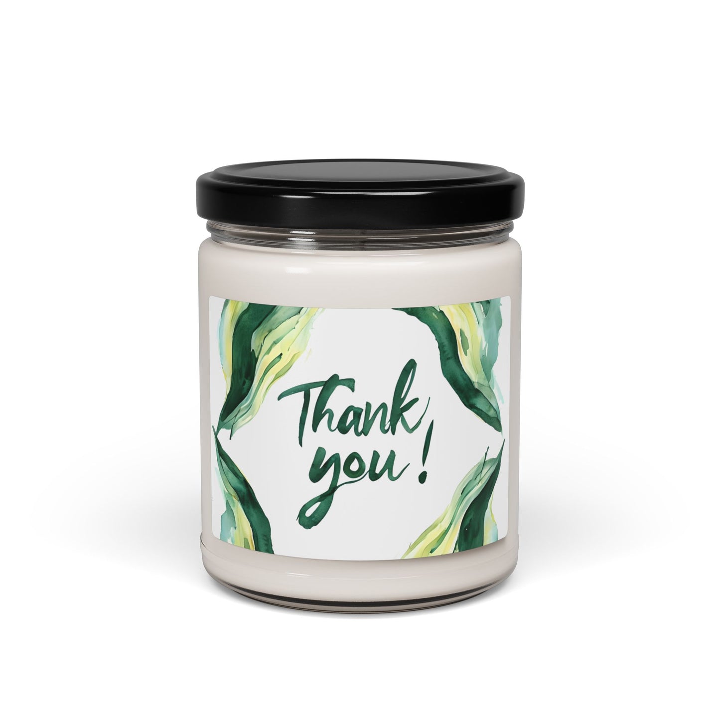 Thank You Scented Soy Candle — 9oz Green Botanical Appreciation Candle