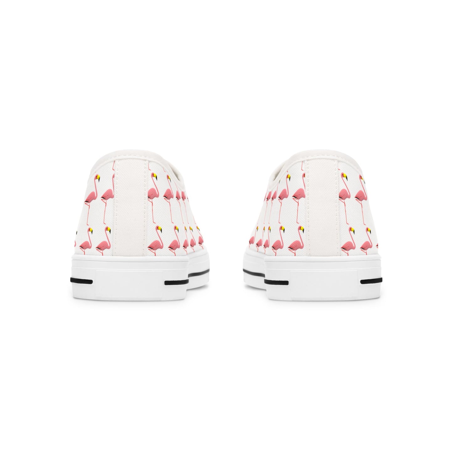 Low Top Sneakers — Pink Flamingo Pattern Casual Canvas Shoes