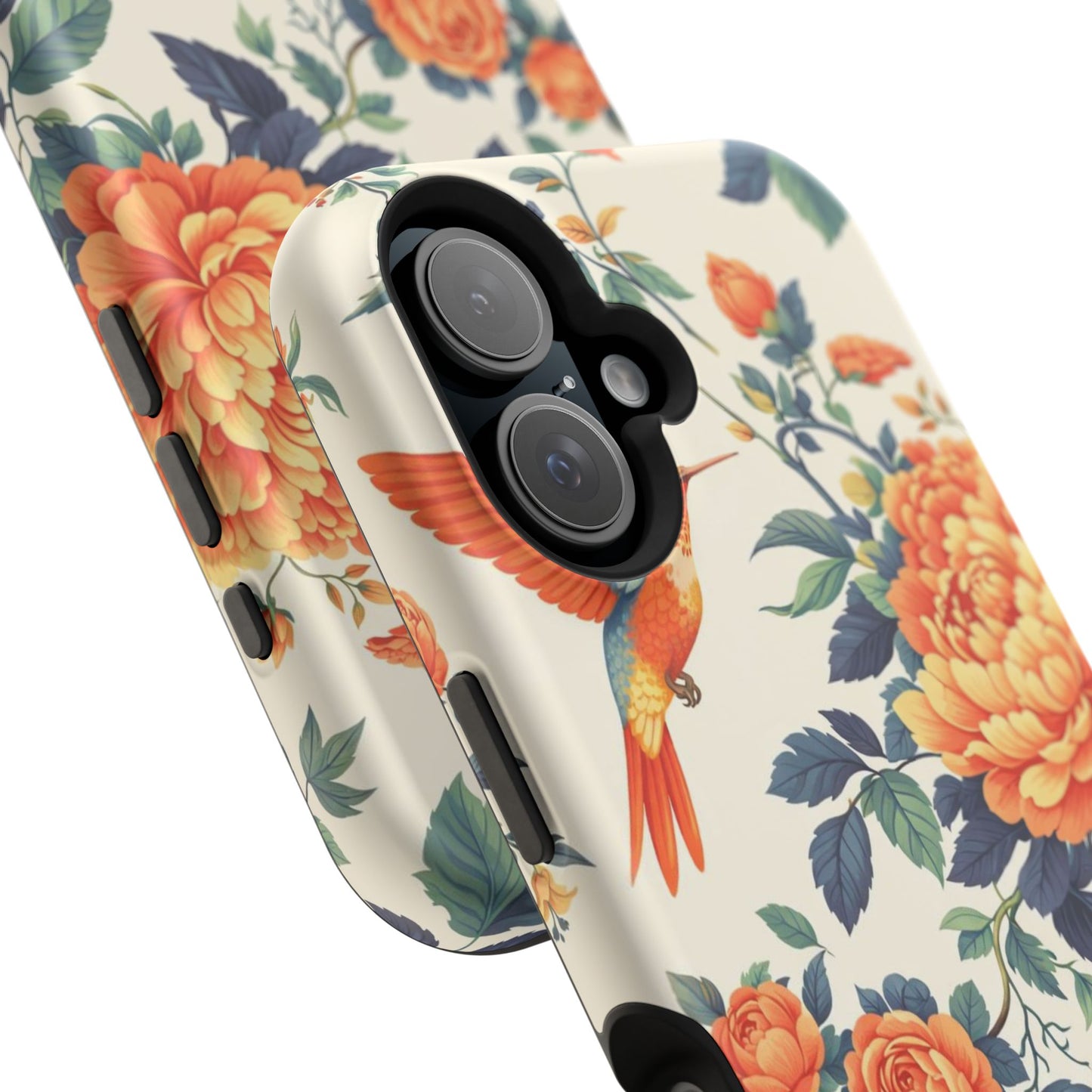 Floral Hummingbird Magnetic Phone Case — Impact-Resistant Protective Cover