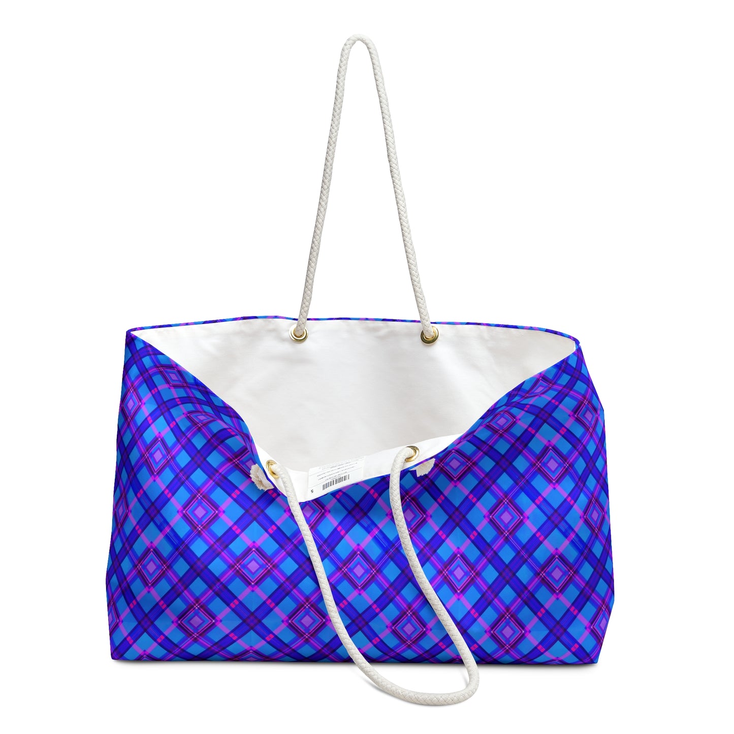 Blue Plaid Weekender Bag — Large Travel Tote for Beach, Weekend Trips & Gifts