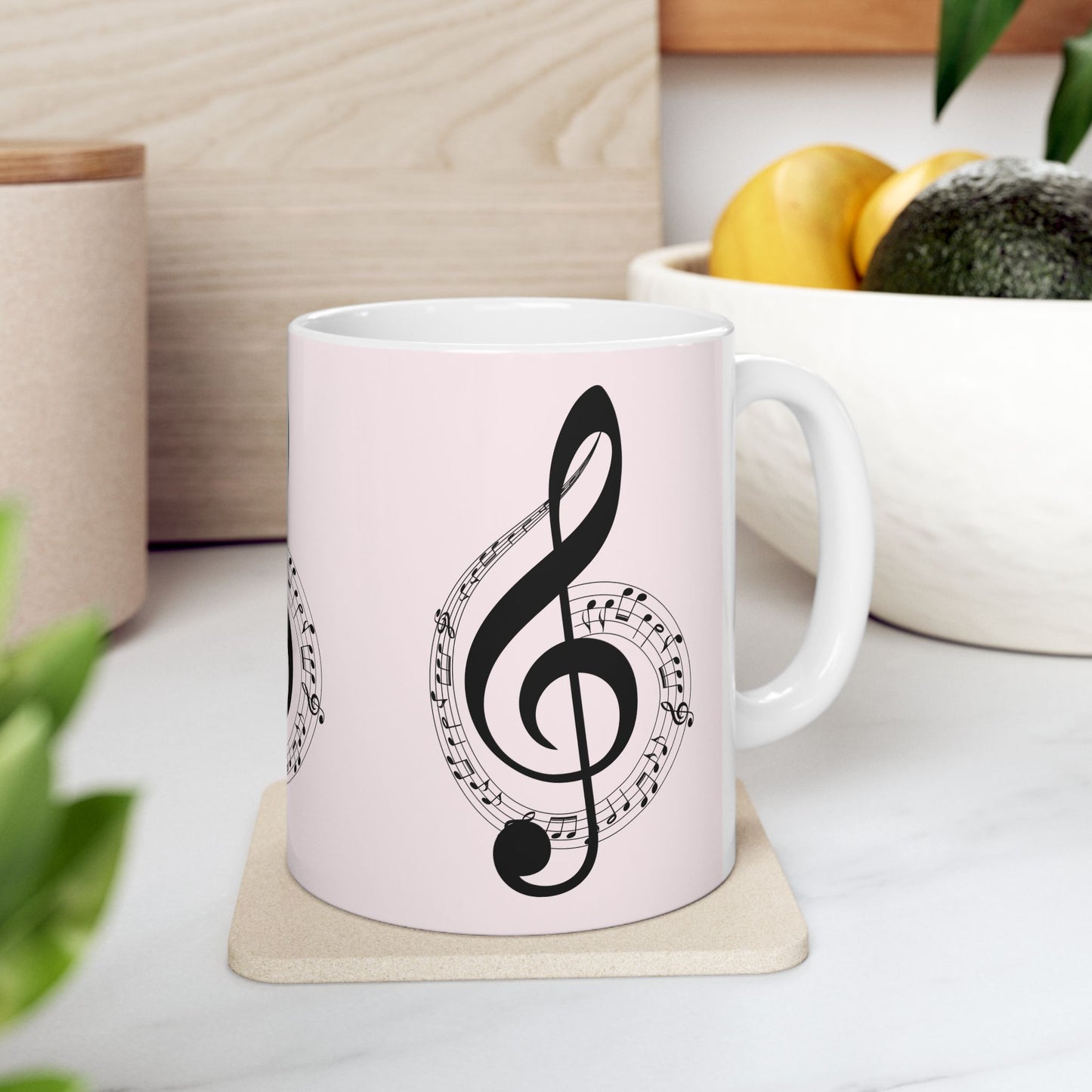Musical Treble Clef Ceramic Mug — Sheet Music Coffee Cup (11oz & 15oz)