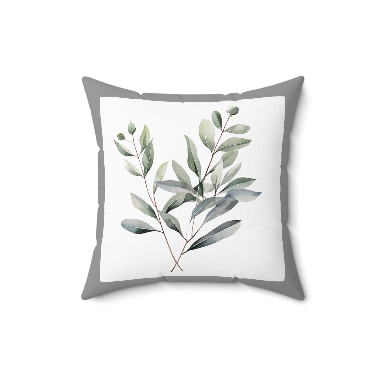 Botanical Eucalyptus Throw Pillow — Watercolor Greenery Accent Pillow