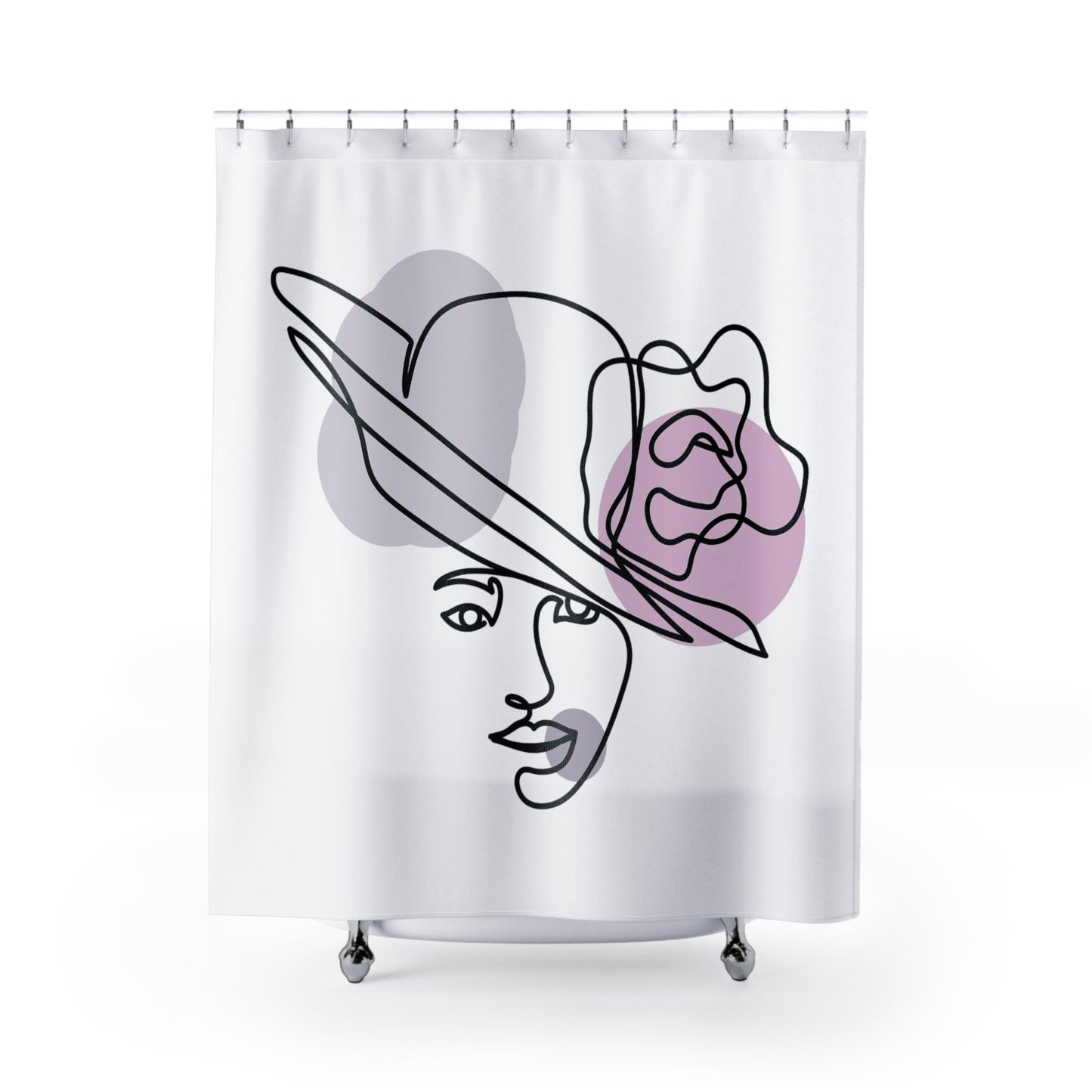 Chic Line Art Shower Curtain, Modern Bathroom Decor, Floral Design, Stylish Gift for Her, Art-inspired Home Accent