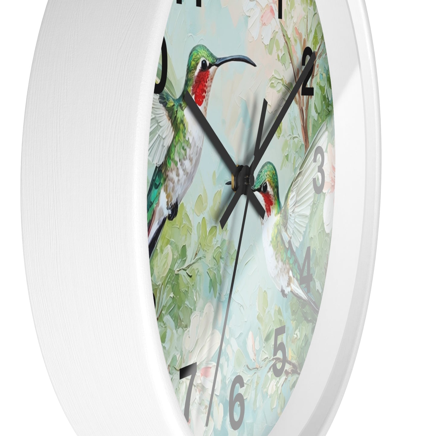 Ruby-throated Hummingbirds Wall Clock | Floral Nature Decor