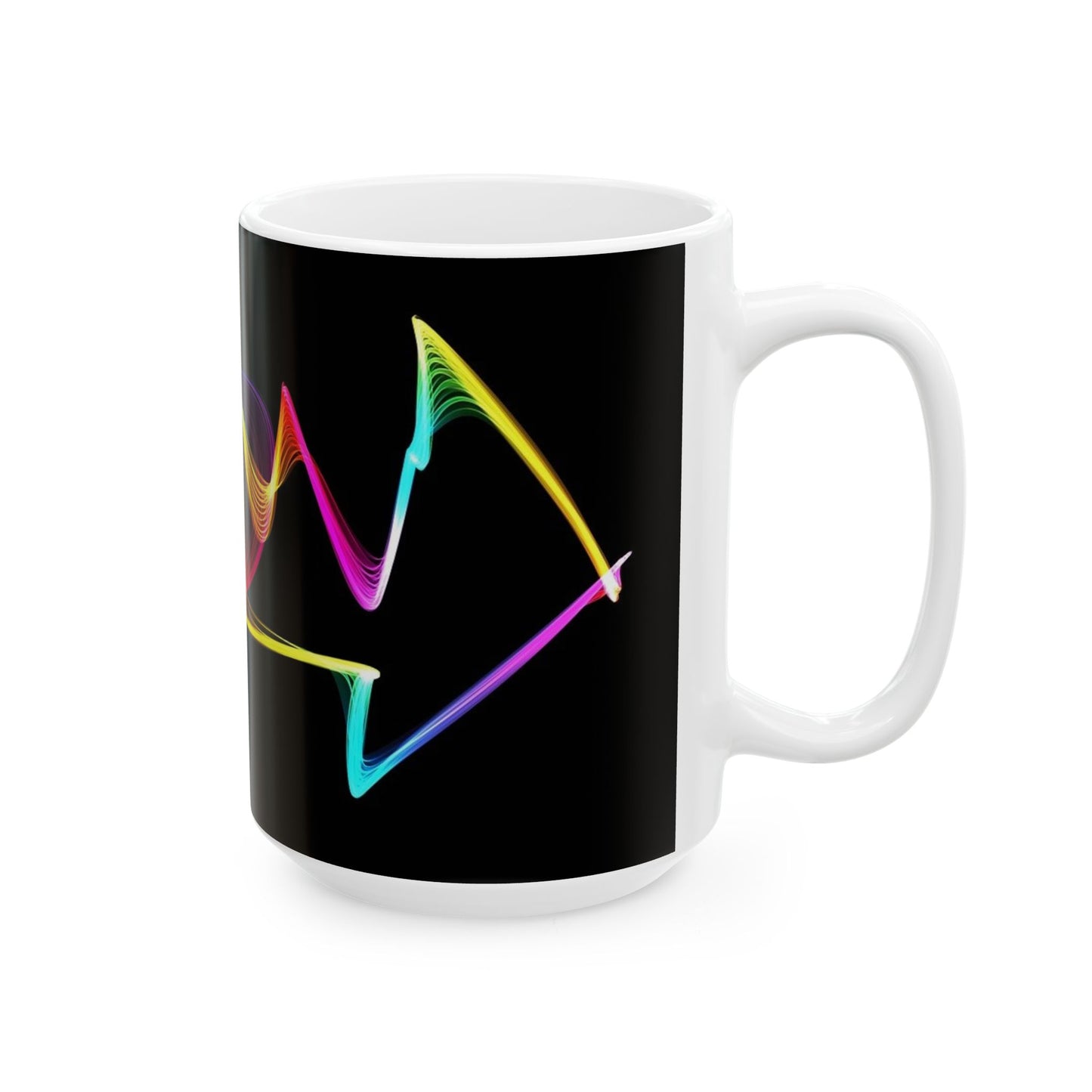 Neon Wave Ceramic Mug – Colorful Abstract Smoke Design (11oz & 15oz)