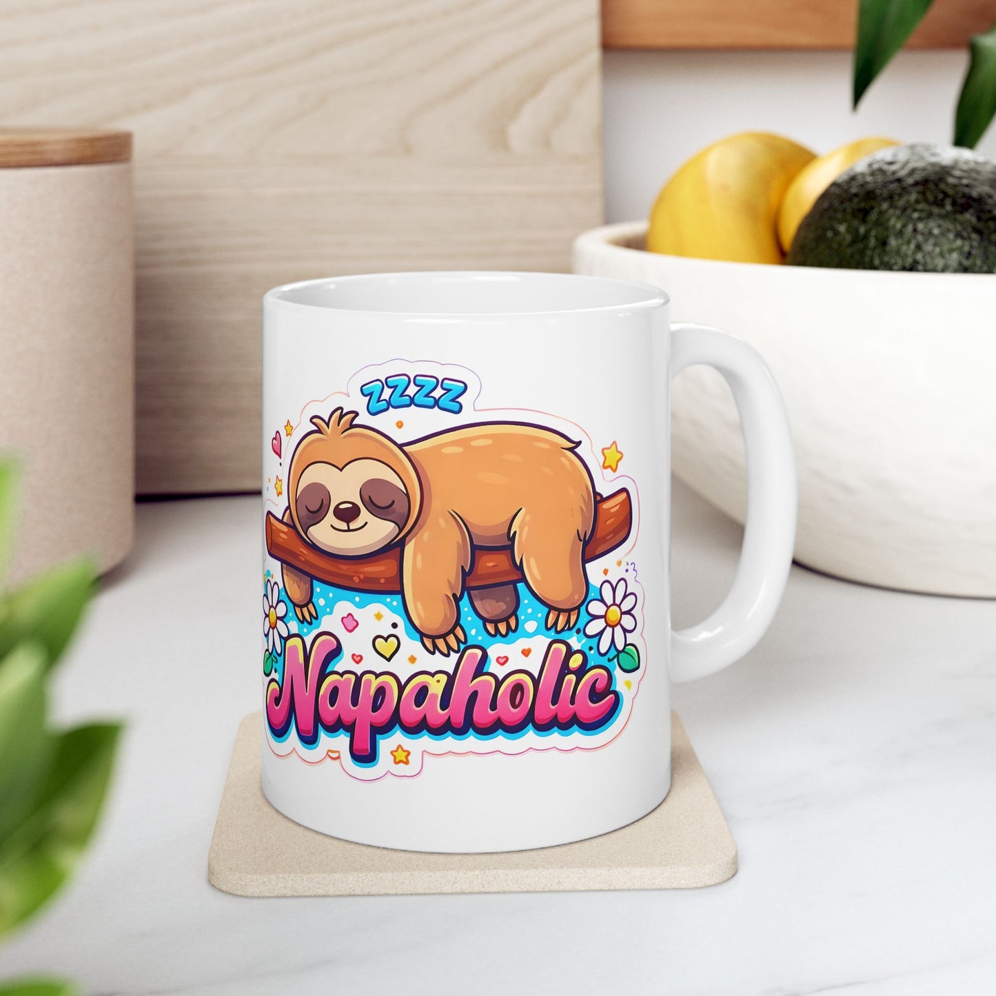 Sloth Napaholic Ceramic Mug — Cute Lazy Sloth Coffee Cup (11oz & 15oz)
