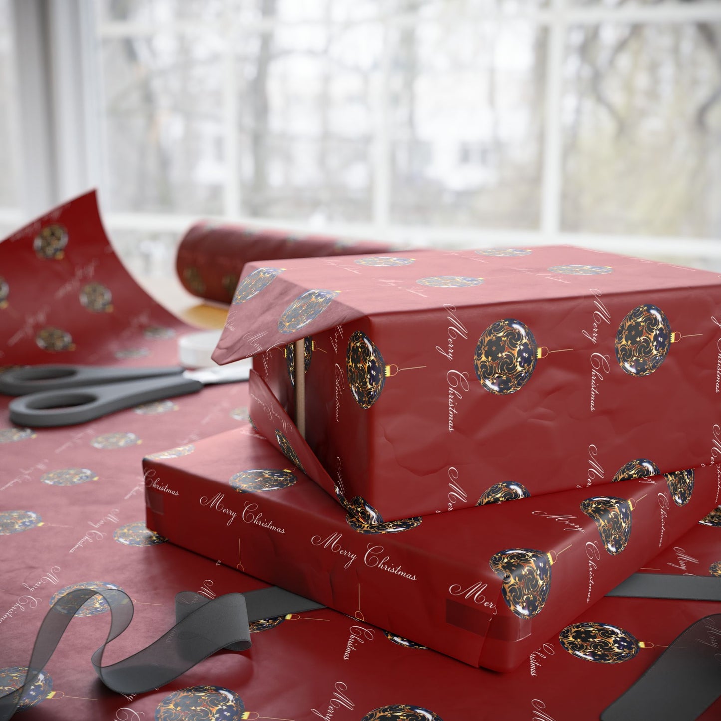 Holiday Balloon Wrapping Paper Roll — Red Festive Gift Wrap for Birthdays & Christmas