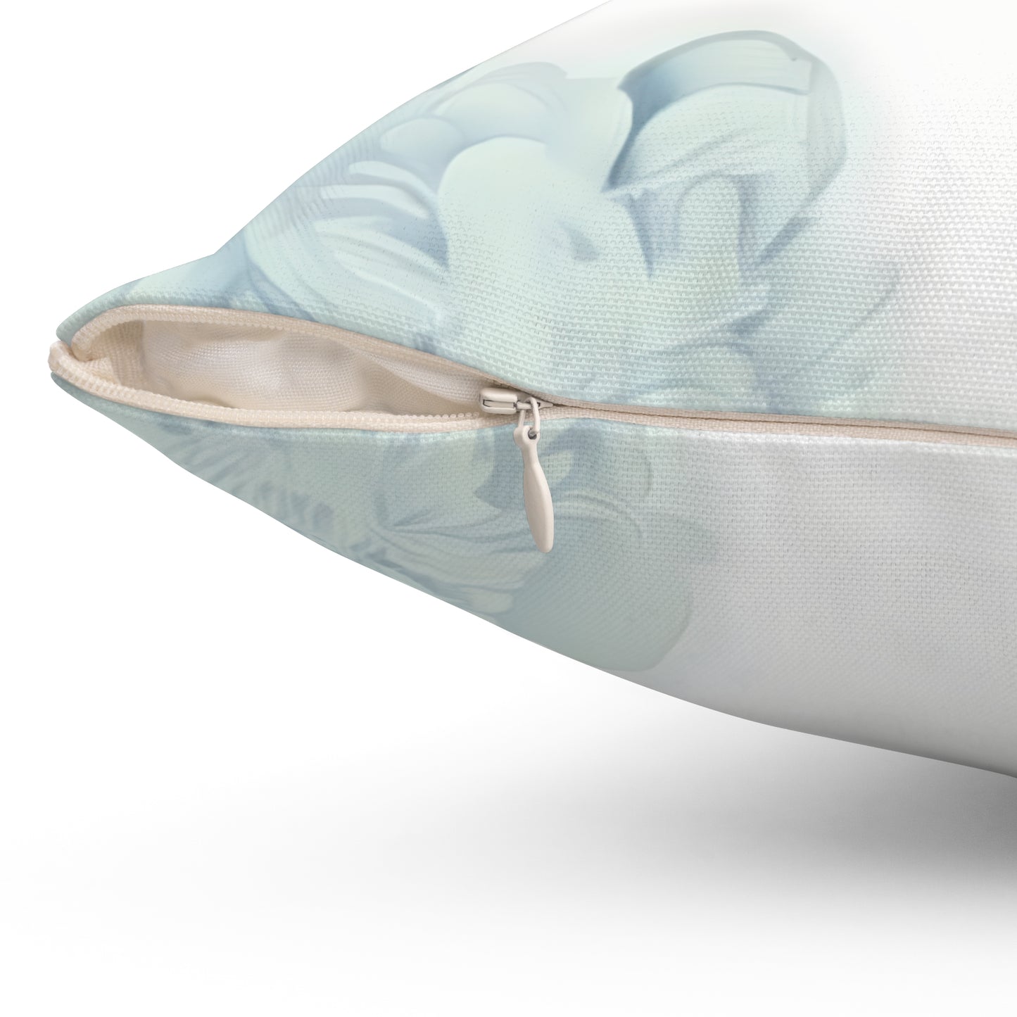 Monogram L Floral Border Decorative Pillow — Soft Blue Initial Throw Pillow