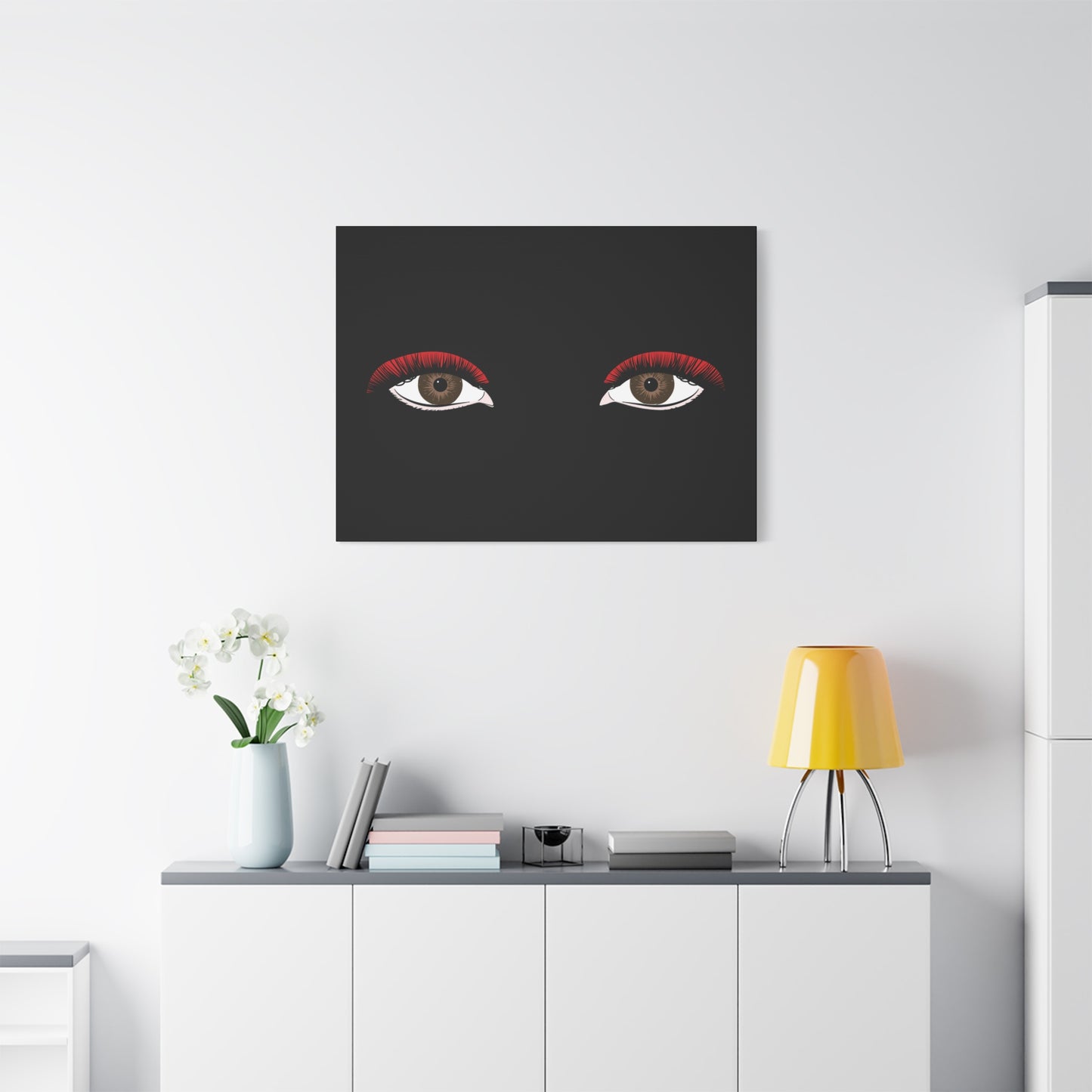 Red Lashes Wall Art Canvas — Glam Eyes Makeup Decor