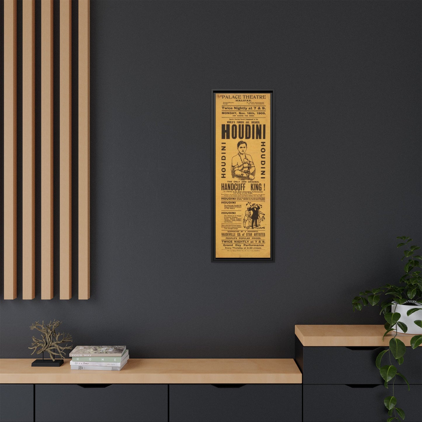 Houdini Vintage Poster Matte Canvas Print (Framed)