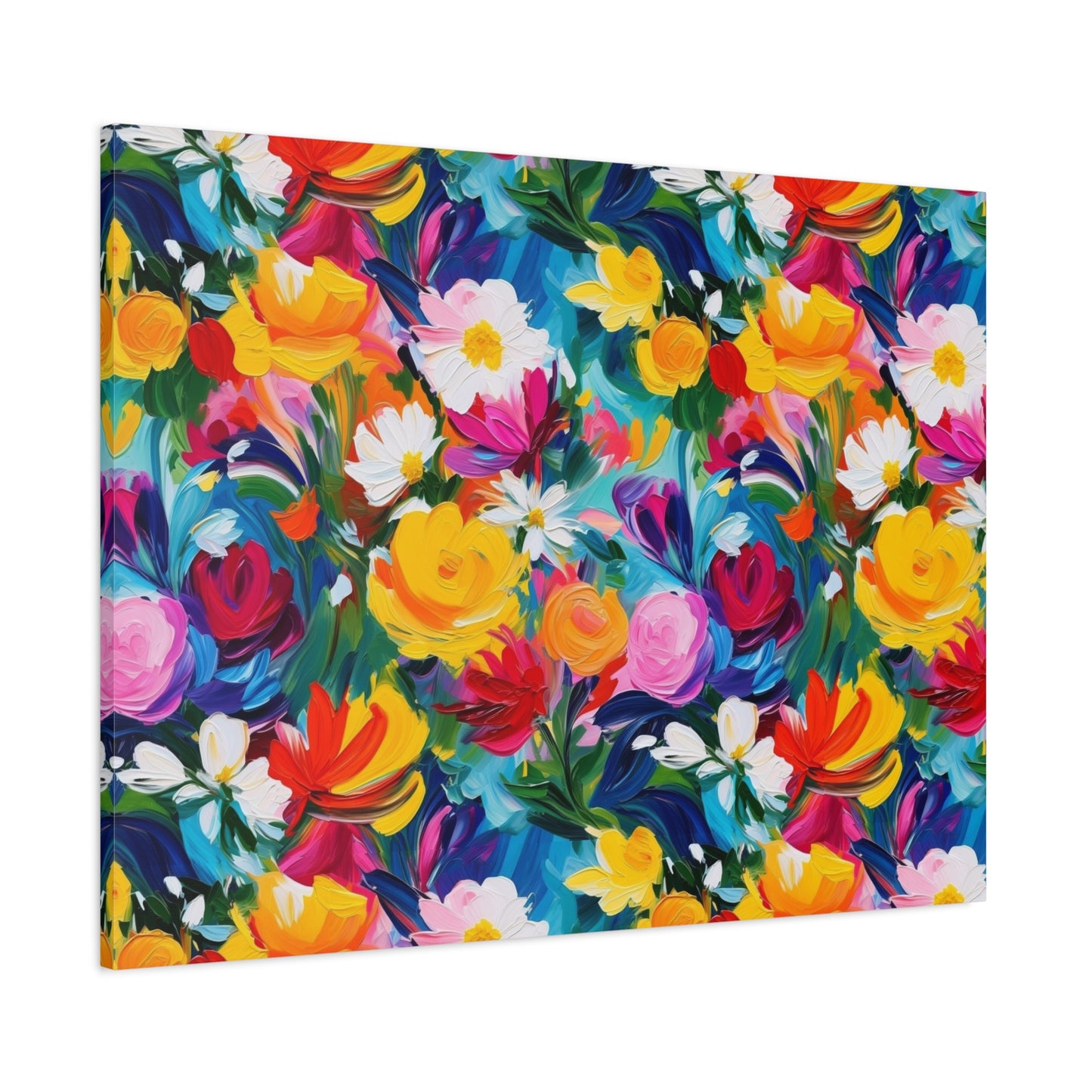 Vibrant Floral Matte Canvas Wall Art — Colorful Garden Print, Stretched 1.25"