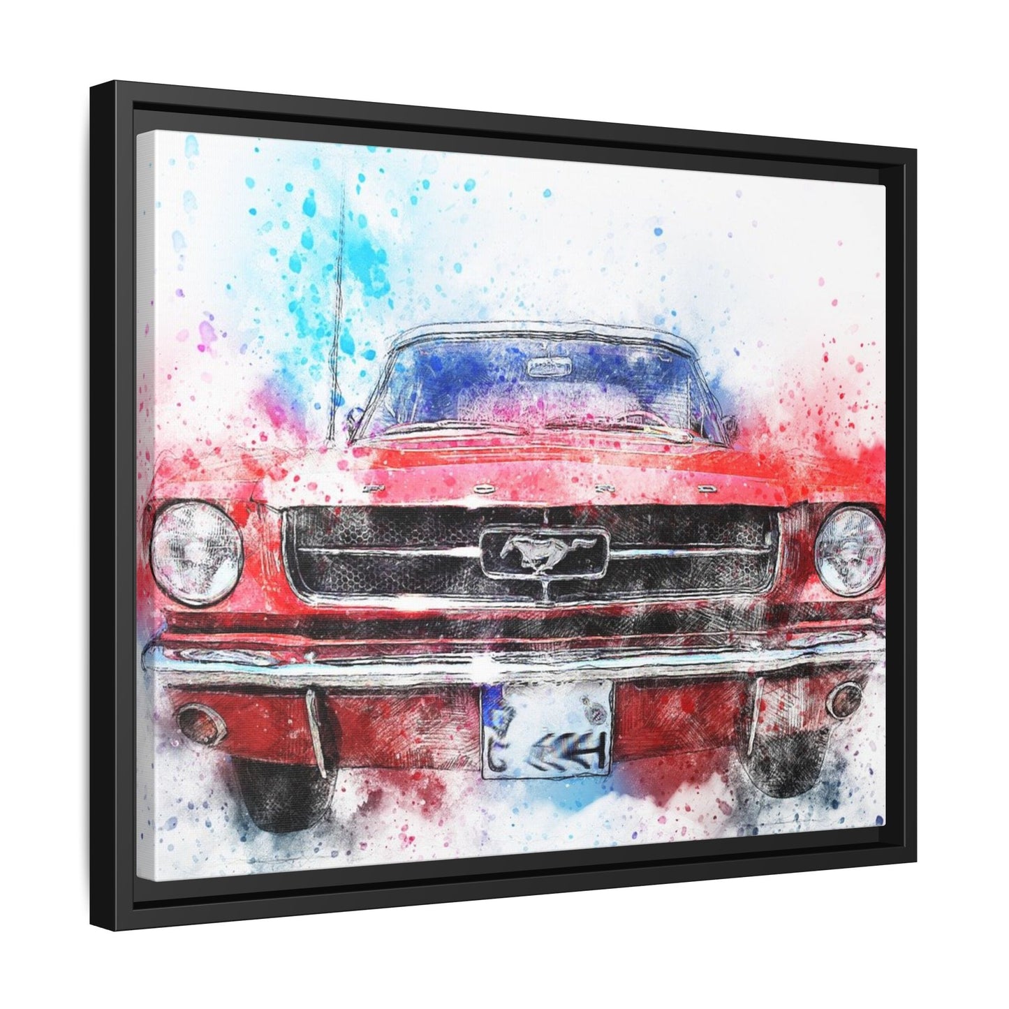 Matte Canvas, Framed Mustang Car