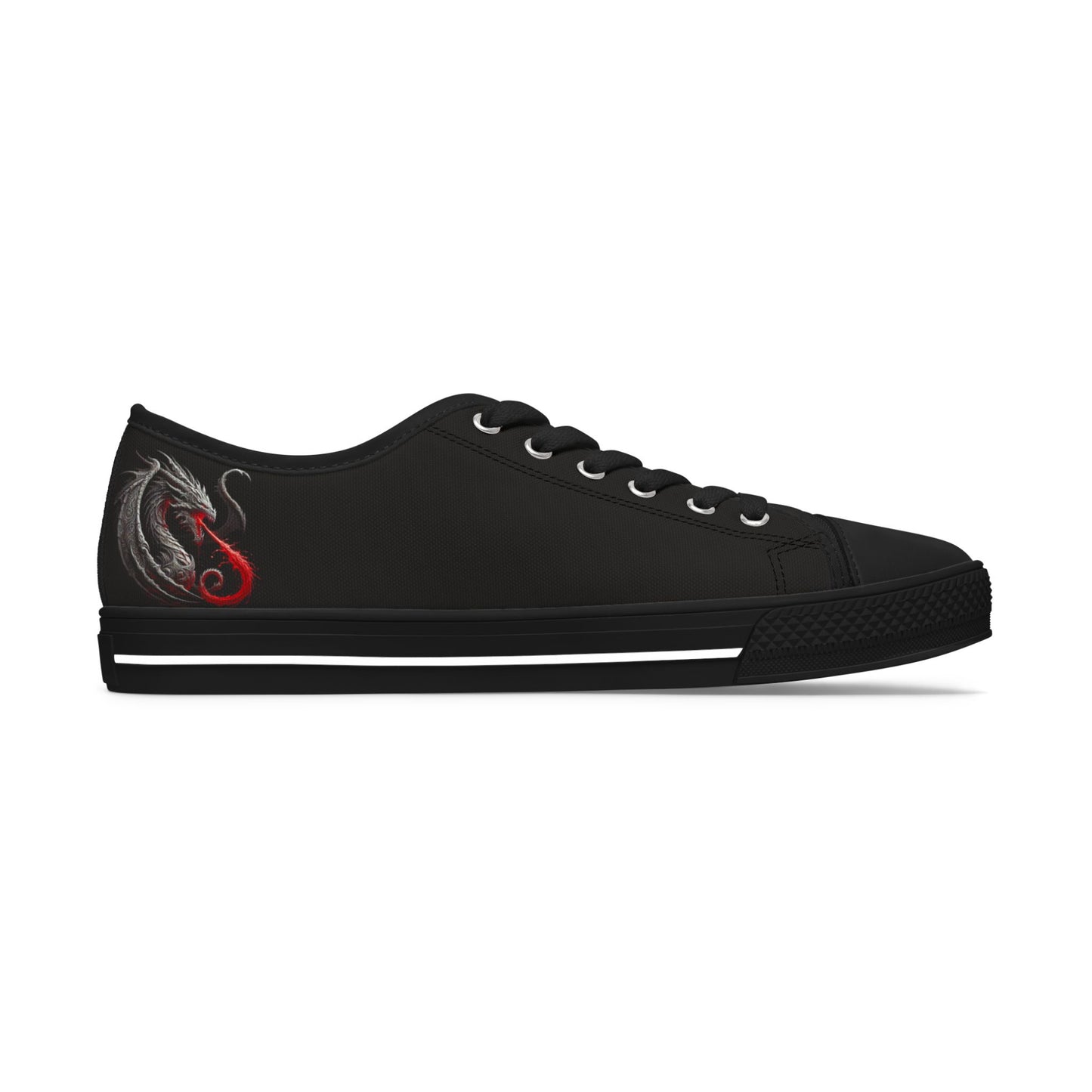 Low Top Sneakers — Black Dragon Wing Accent